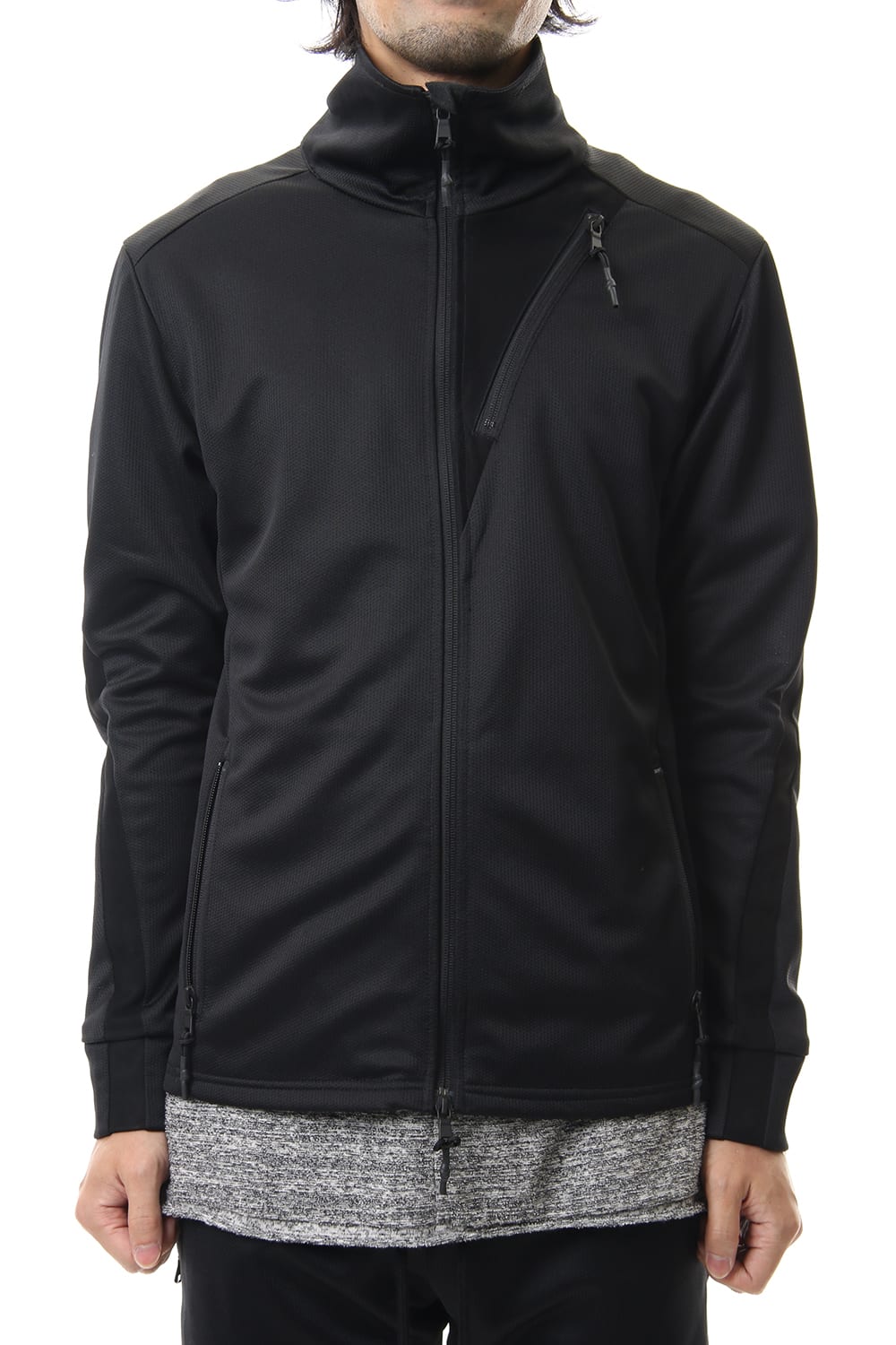 LEATHER LINE JERSEY JACKET Black