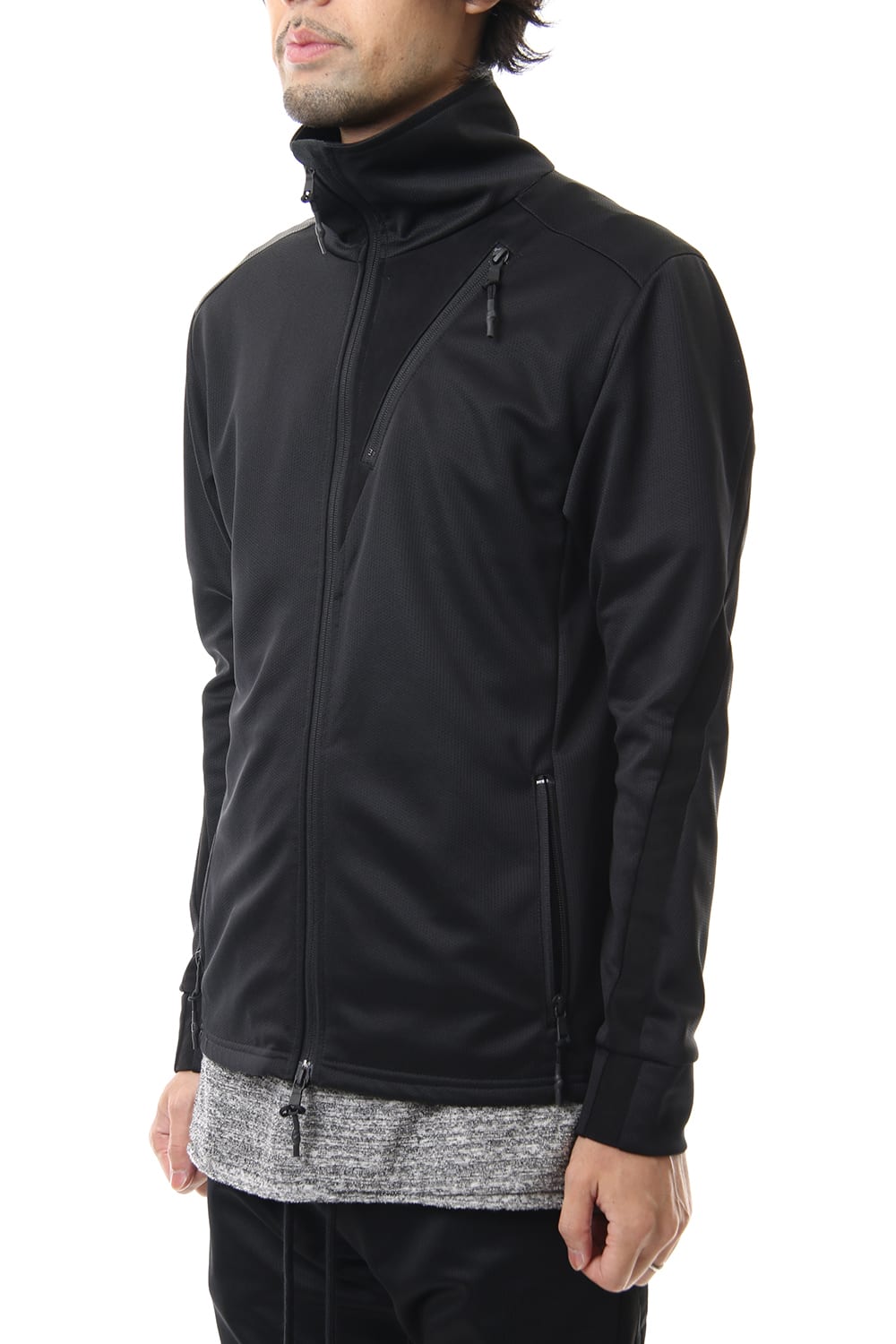 LEATHER LINE JERSEY JACKET Black