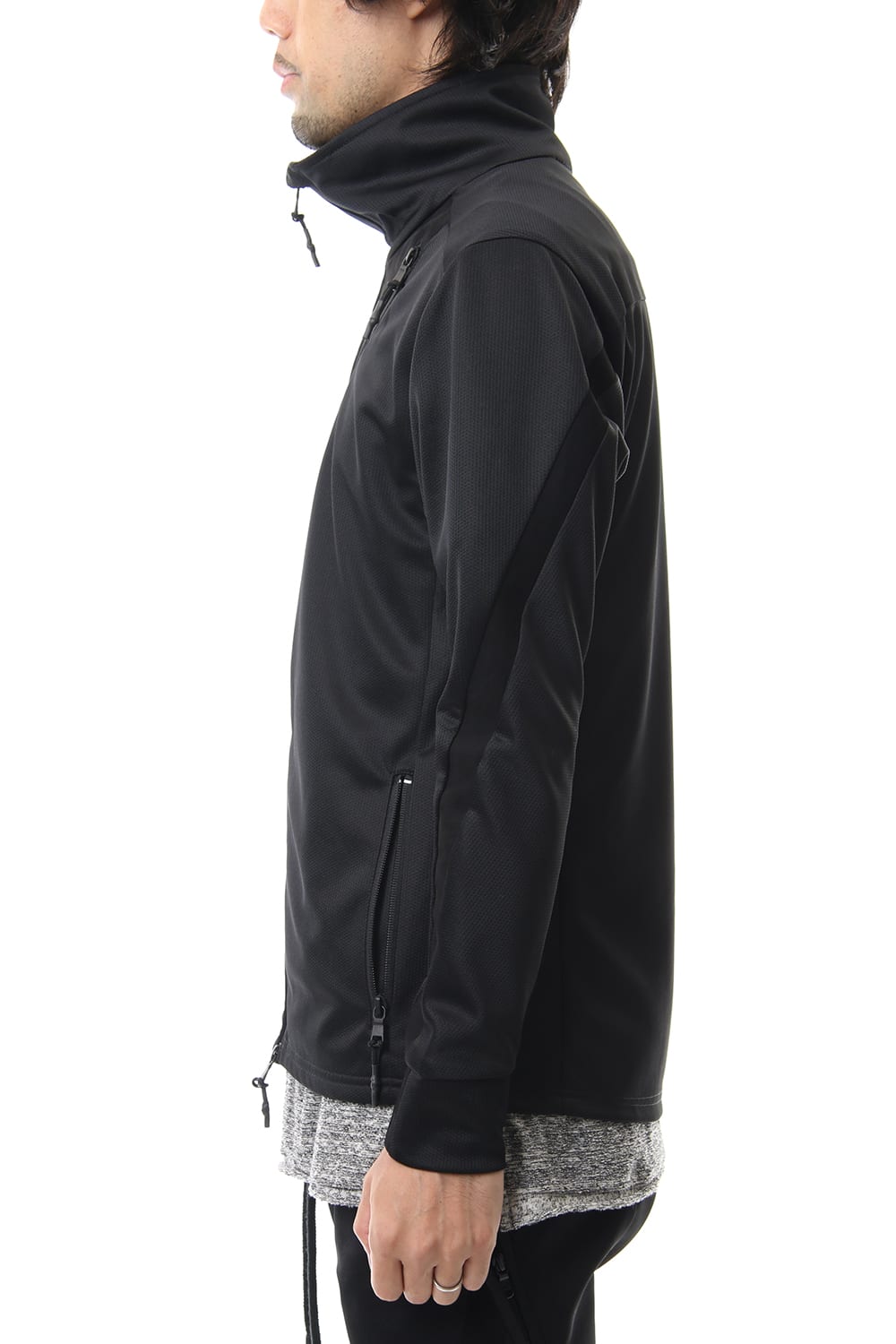 LEATHER LINE JERSEY JACKET Black