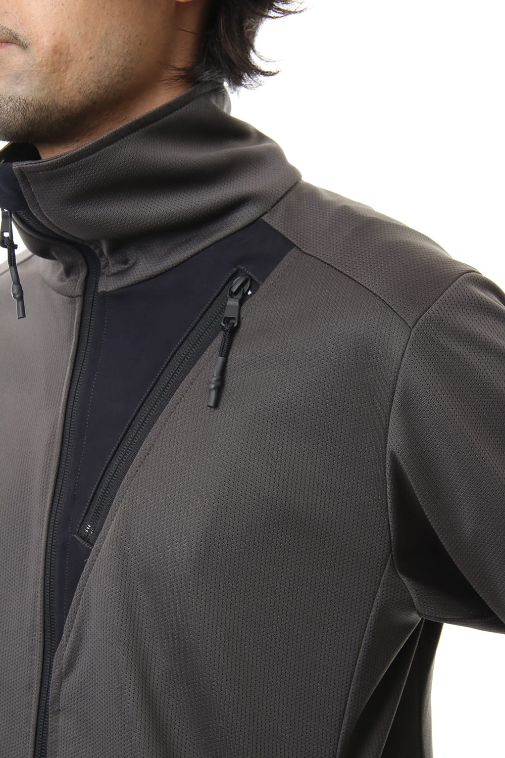 LEATHER LINE JERSEY JACKET D.Gray