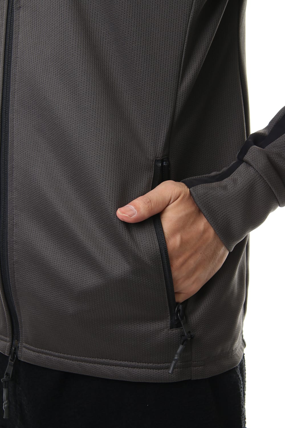 LEATHER LINE JERSEY JACKET D.Gray