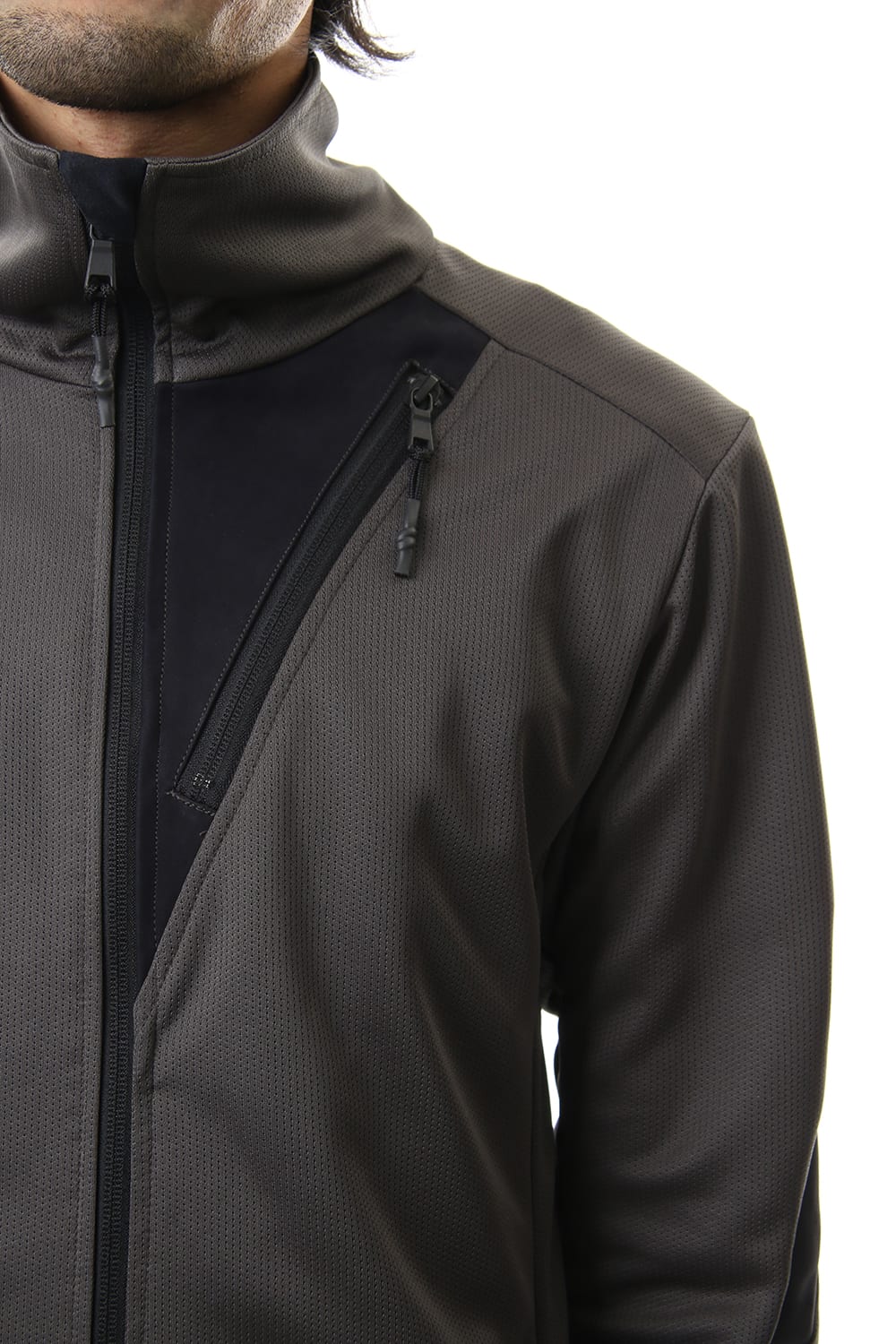 LEATHER LINE JERSEY JACKET D.Gray