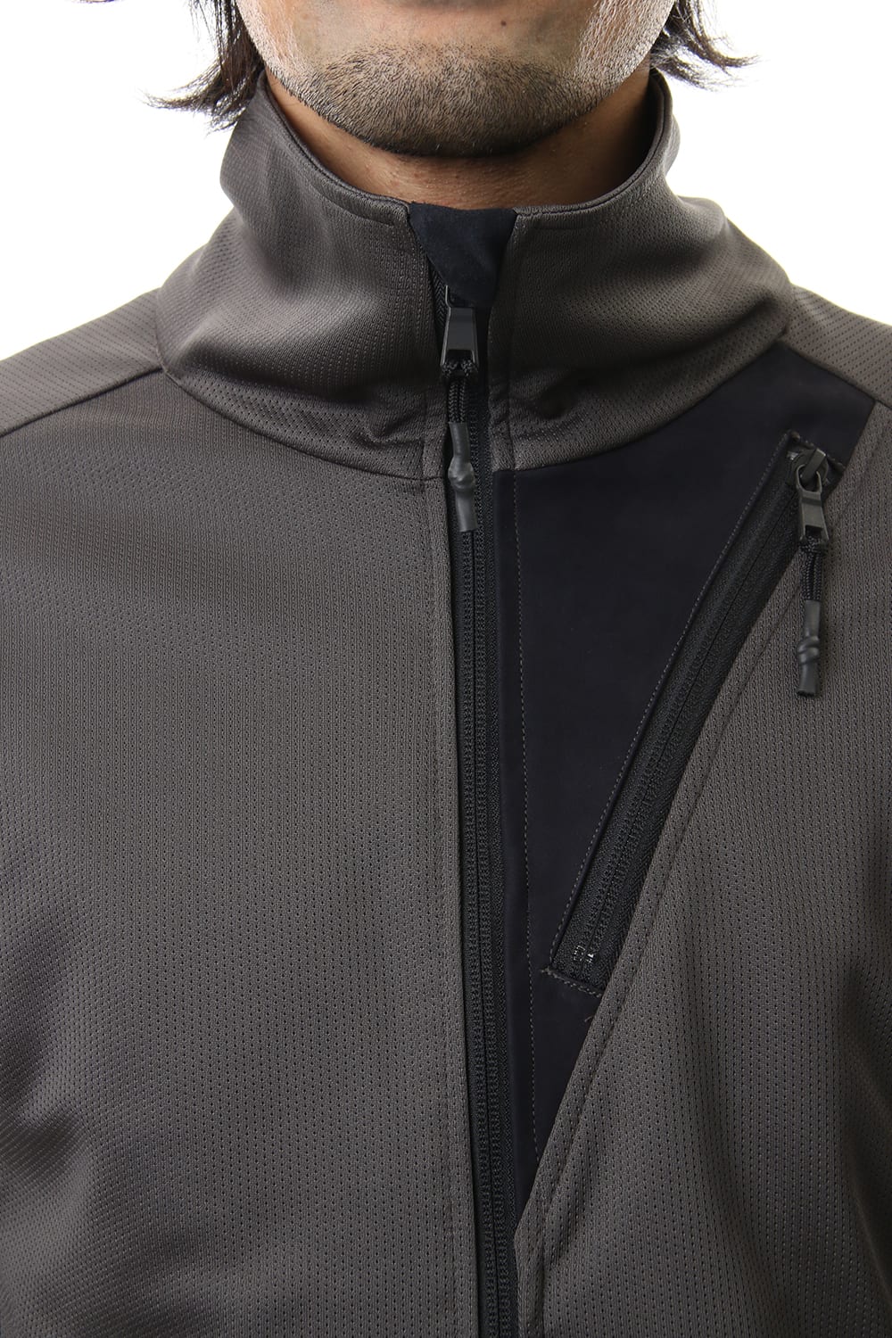 LEATHER LINE JERSEY JACKET D.Gray