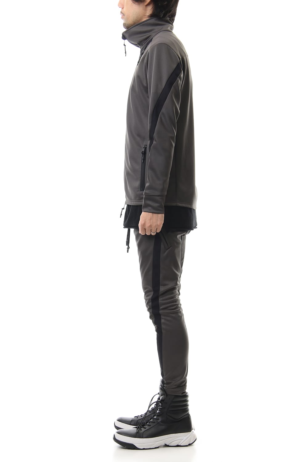 LEATHER LINE JERSEY JACKET D.Gray