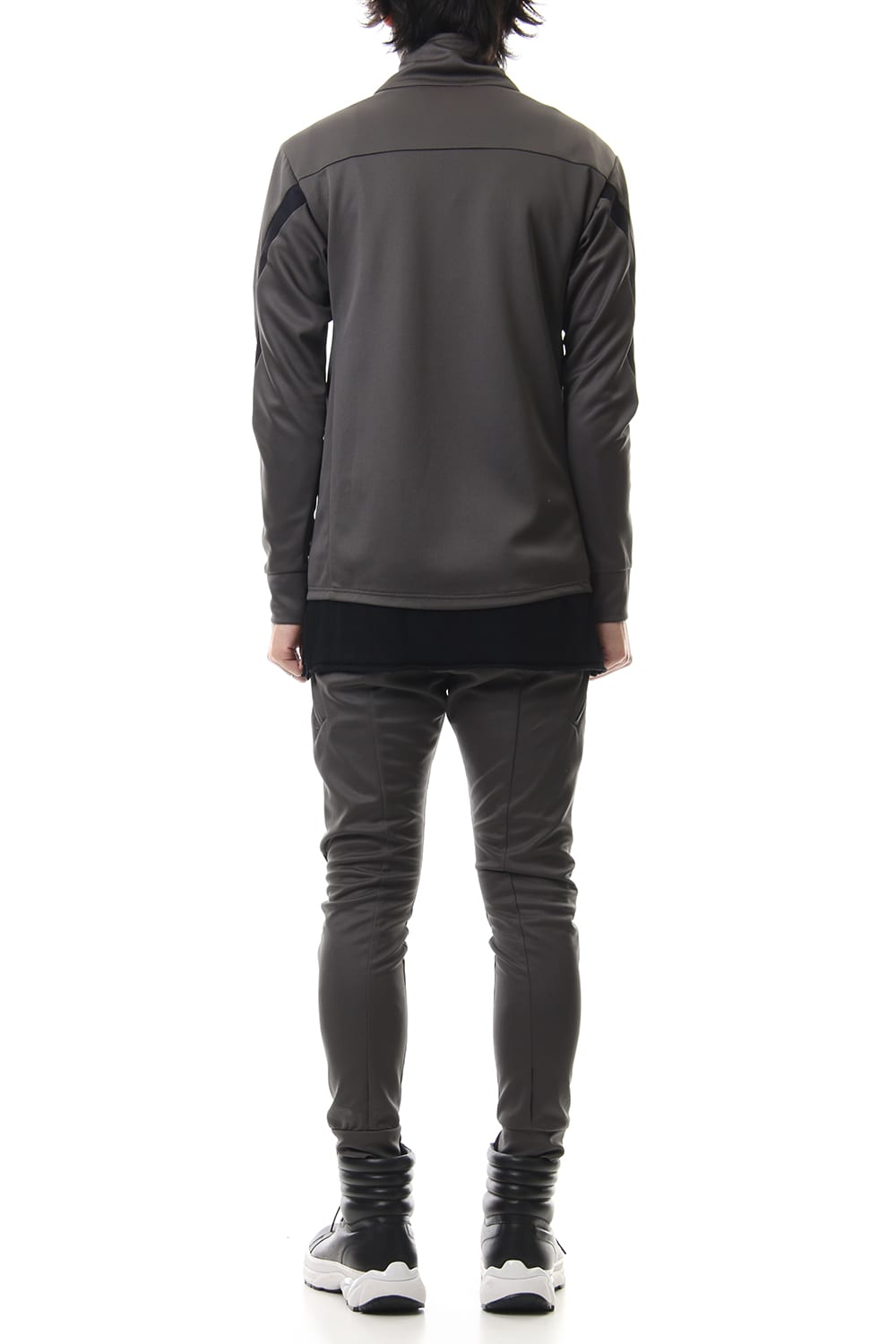 LEATHER LINE JERSEY JACKET D.Gray