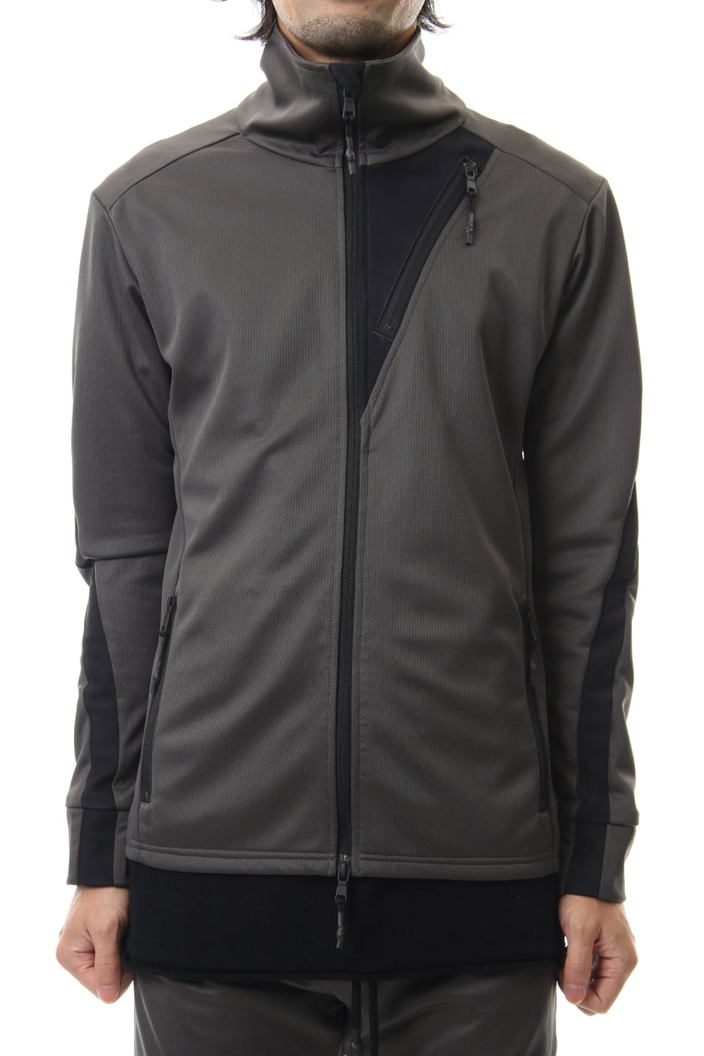 LEATHER LINE JERSEY JACKET D.Gray