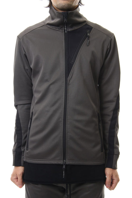 LEATHER LINE JERSEY JACKET D.Gray