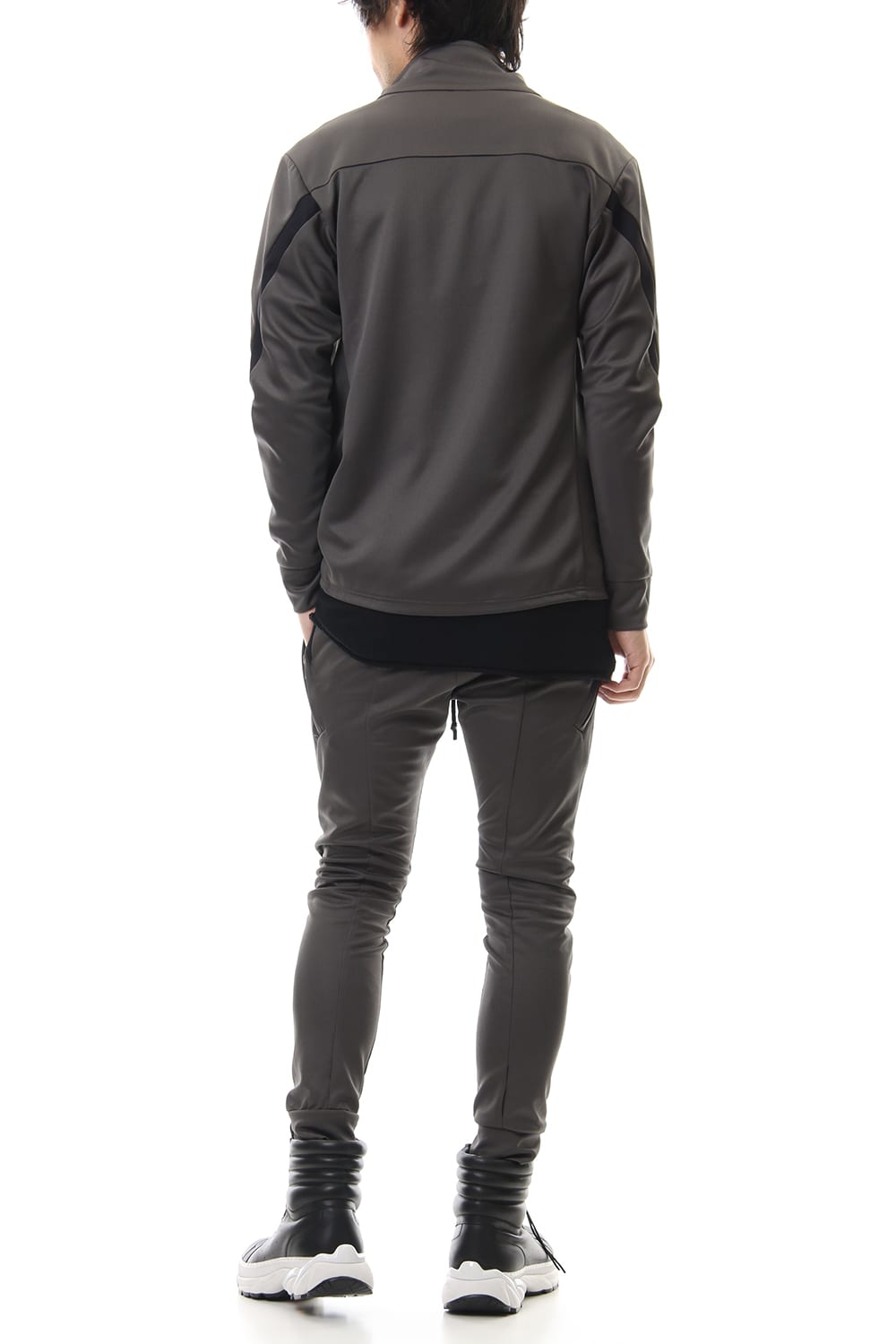 LEATHER LINE JERSEY JACKET D.Gray