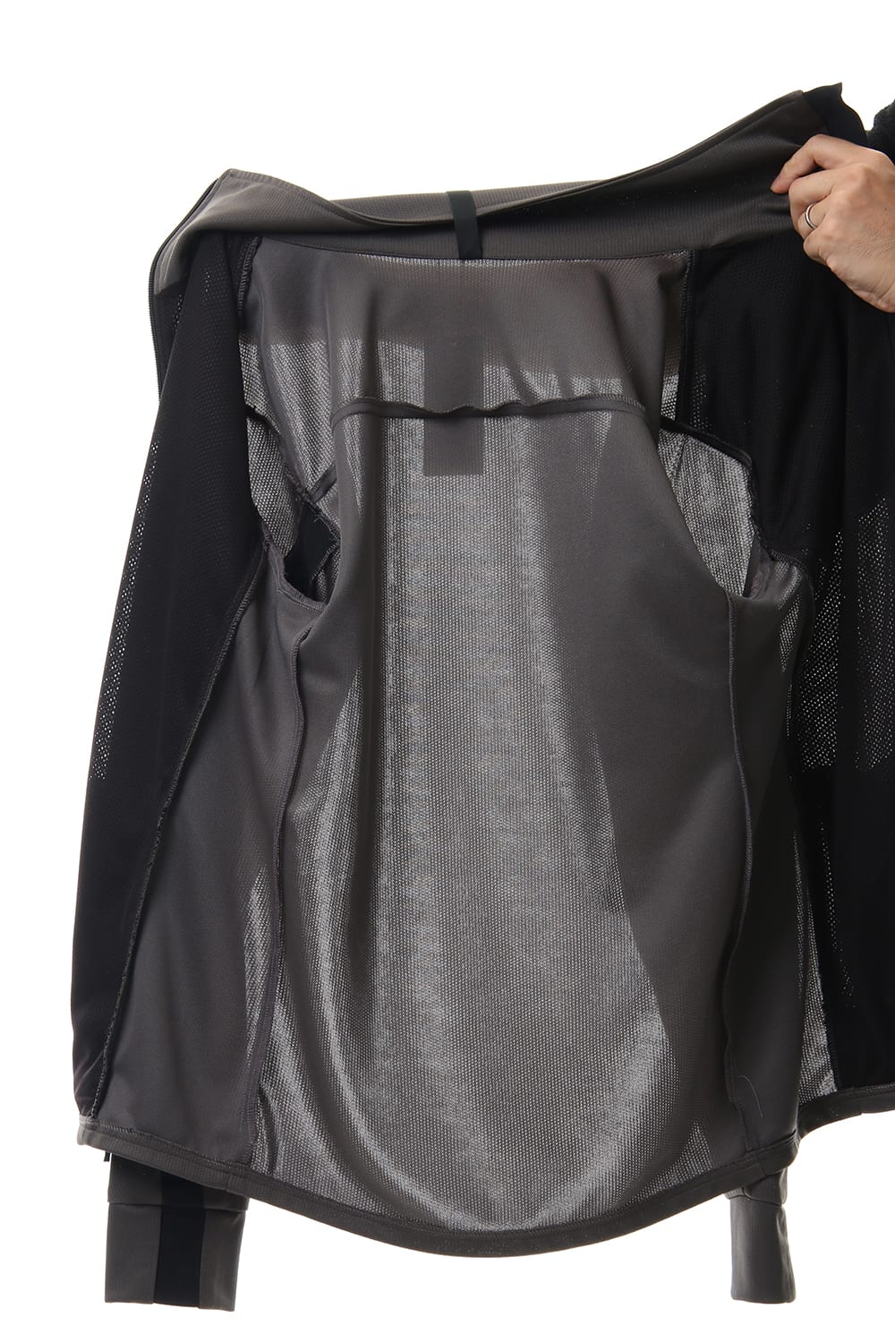 LEATHER LINE JERSEY JACKET D.Gray