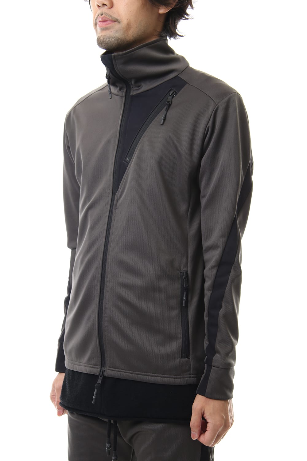 LEATHER LINE JERSEY JACKET D.Gray