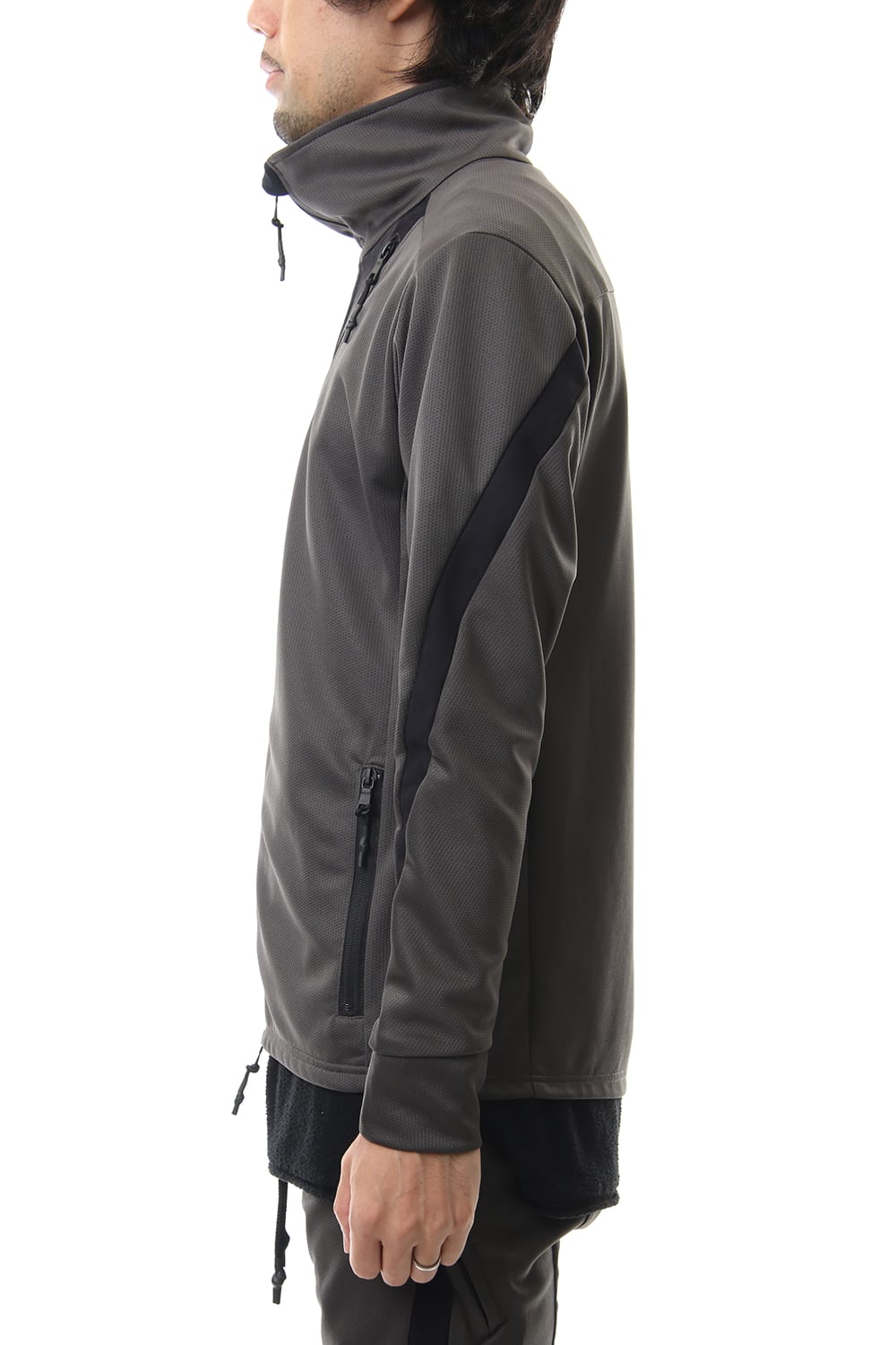 LEATHER LINE JERSEY JACKET D.Gray