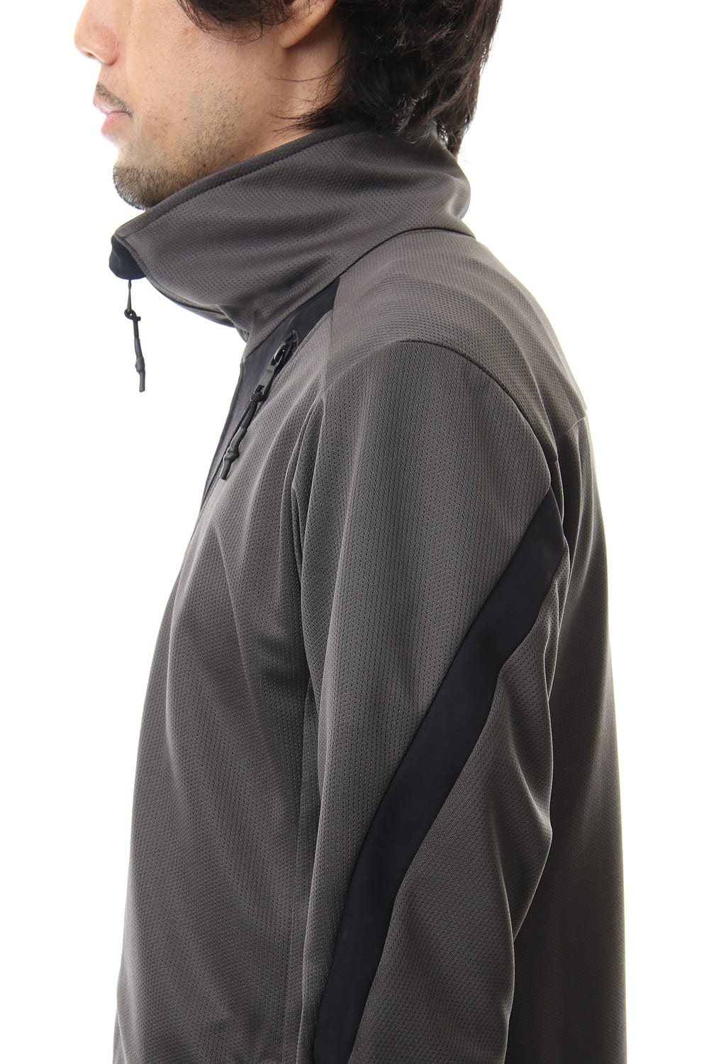 LEATHER LINE JERSEY JACKET D.Gray