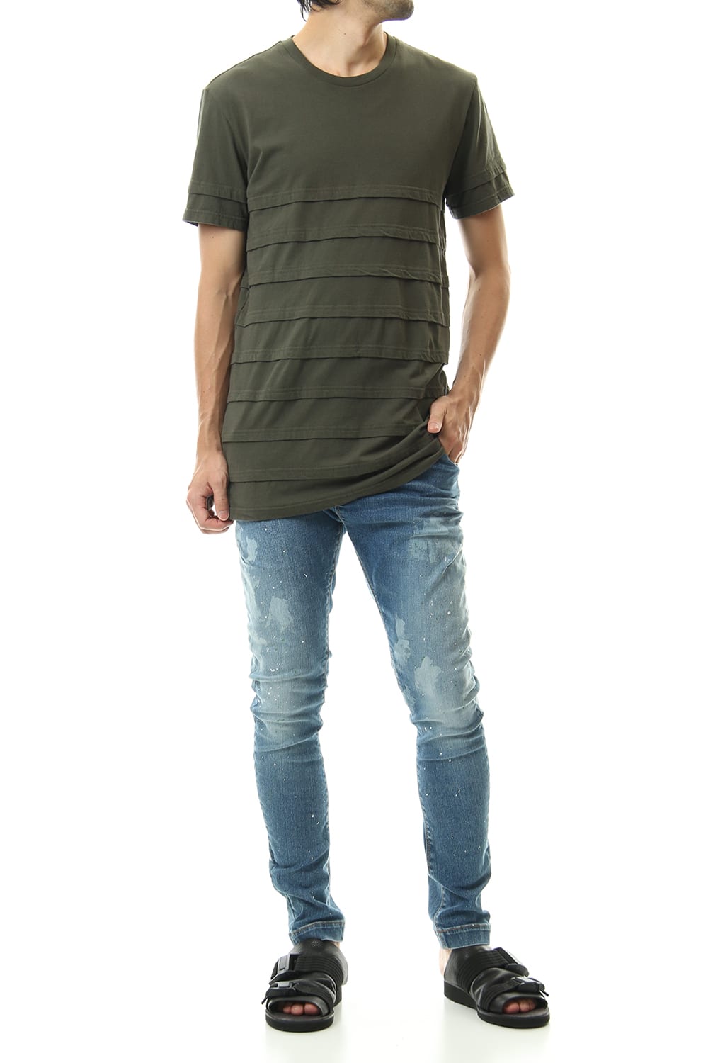 LAYERED BORDER-T Khaki
