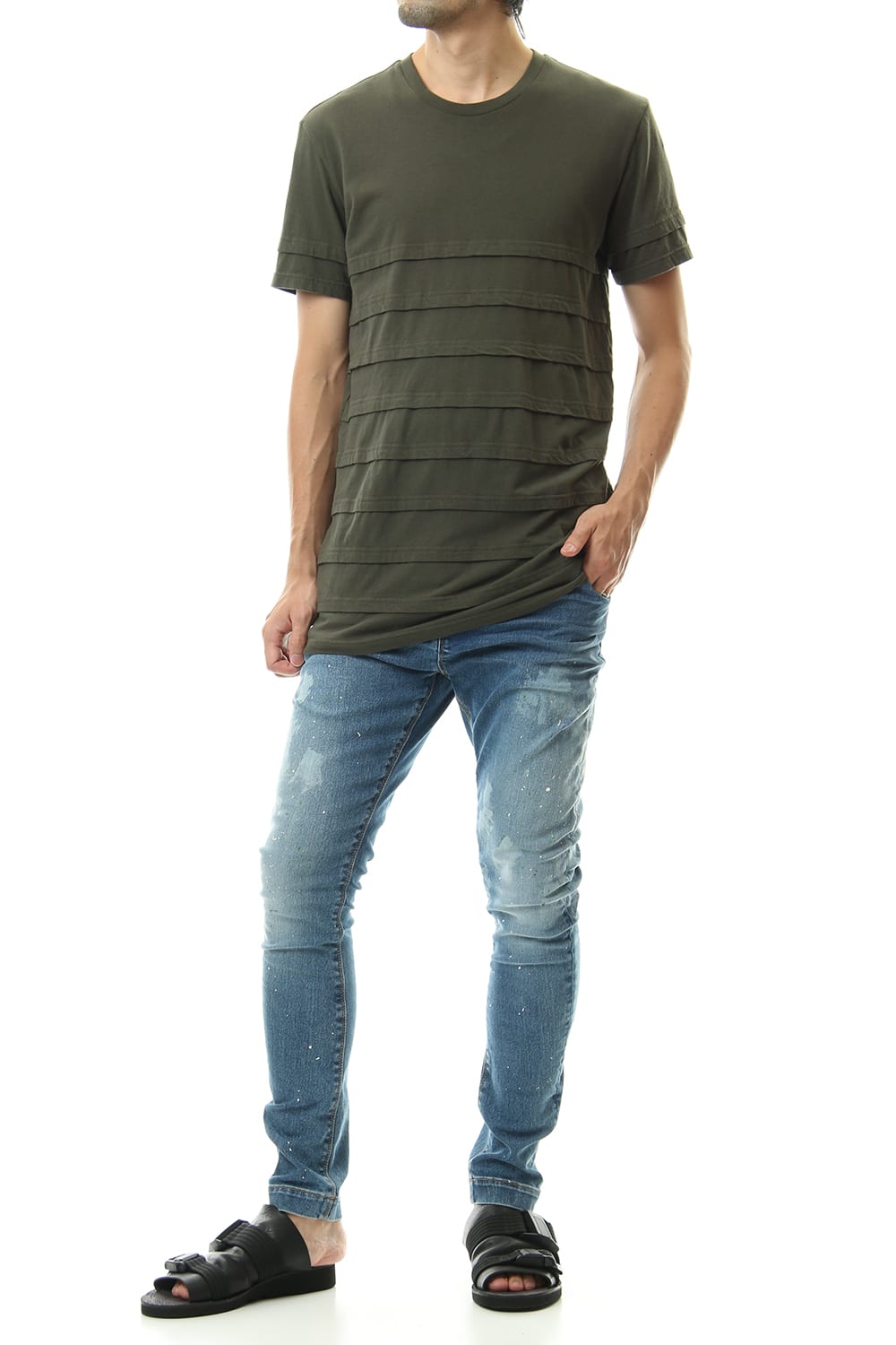 LAYERED BORDER-T Khaki