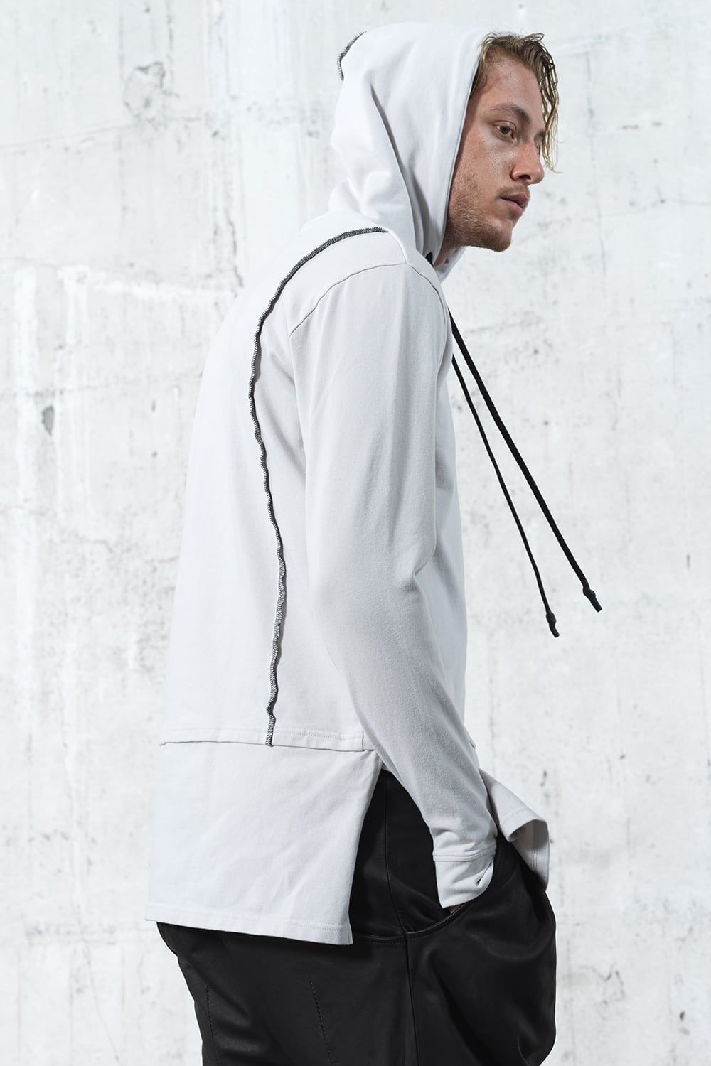 Layered Hoodie Gray Beige