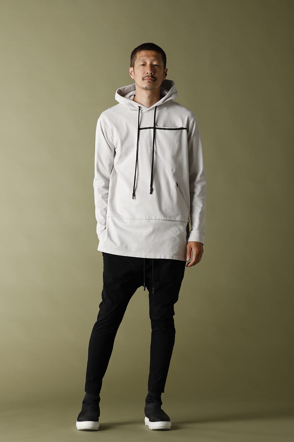 Layered Hoodie Gray Beige