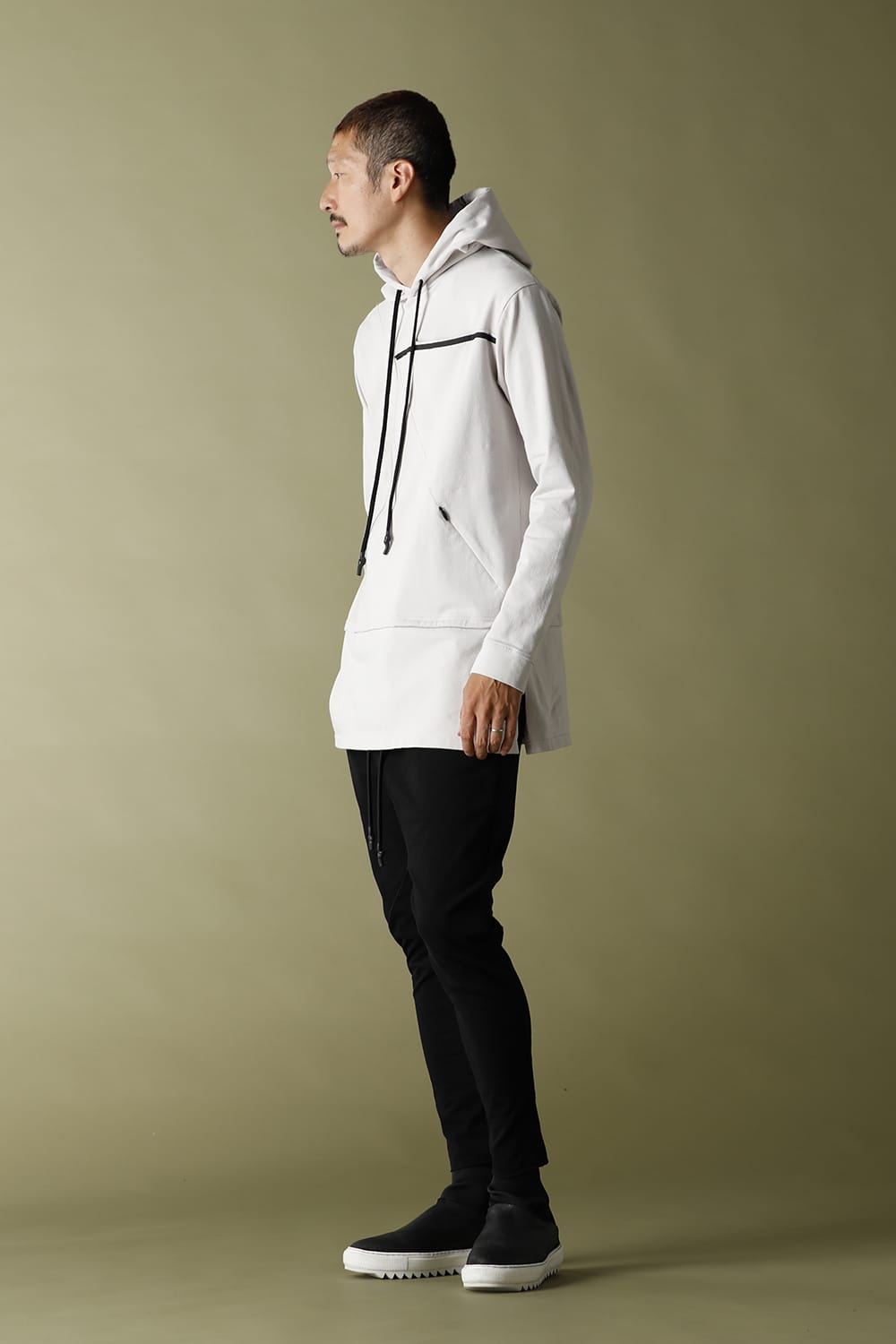 Layered Hoodie Gray Beige