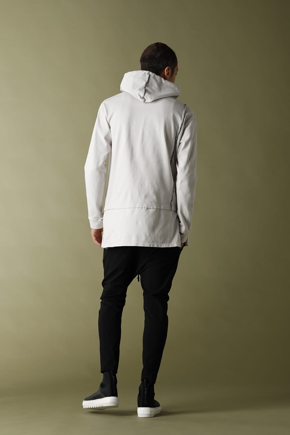 Layered Hoodie Gray Beige