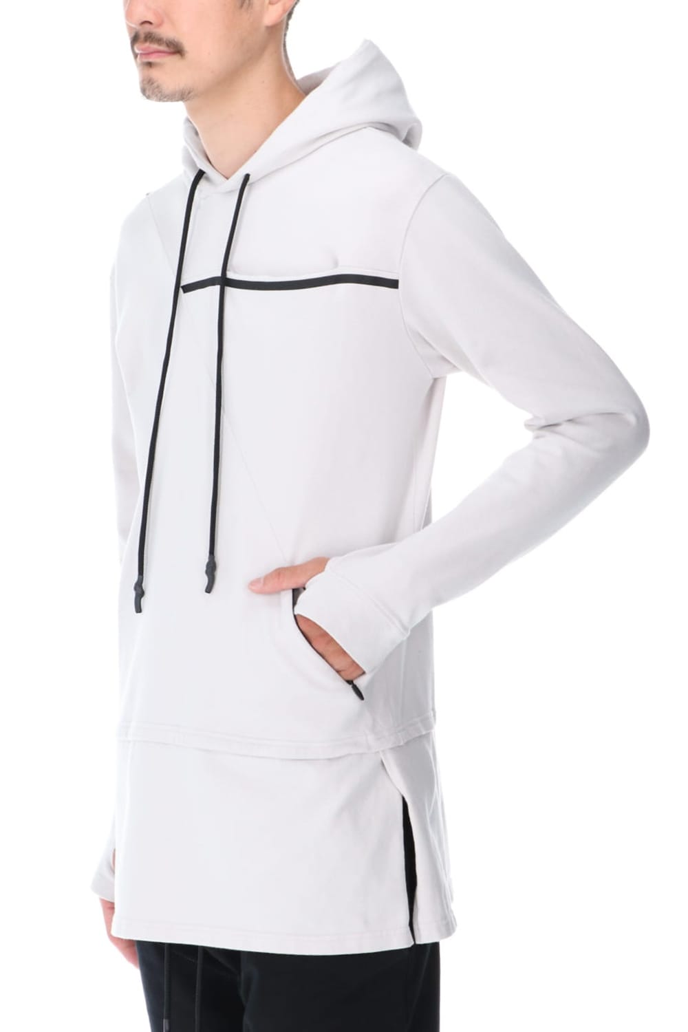 Layered Hoodie Gray Beige