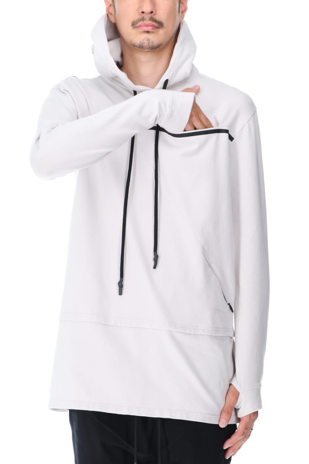 Layered Hoodie Gray Beige