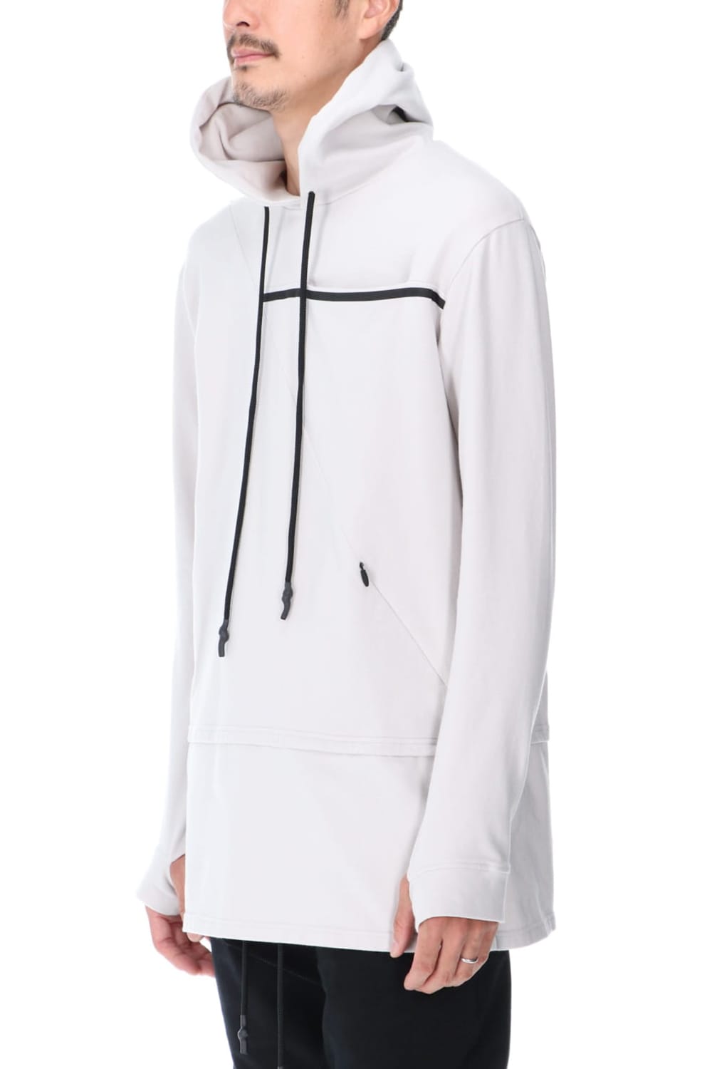 Layered Hoodie Gray Beige