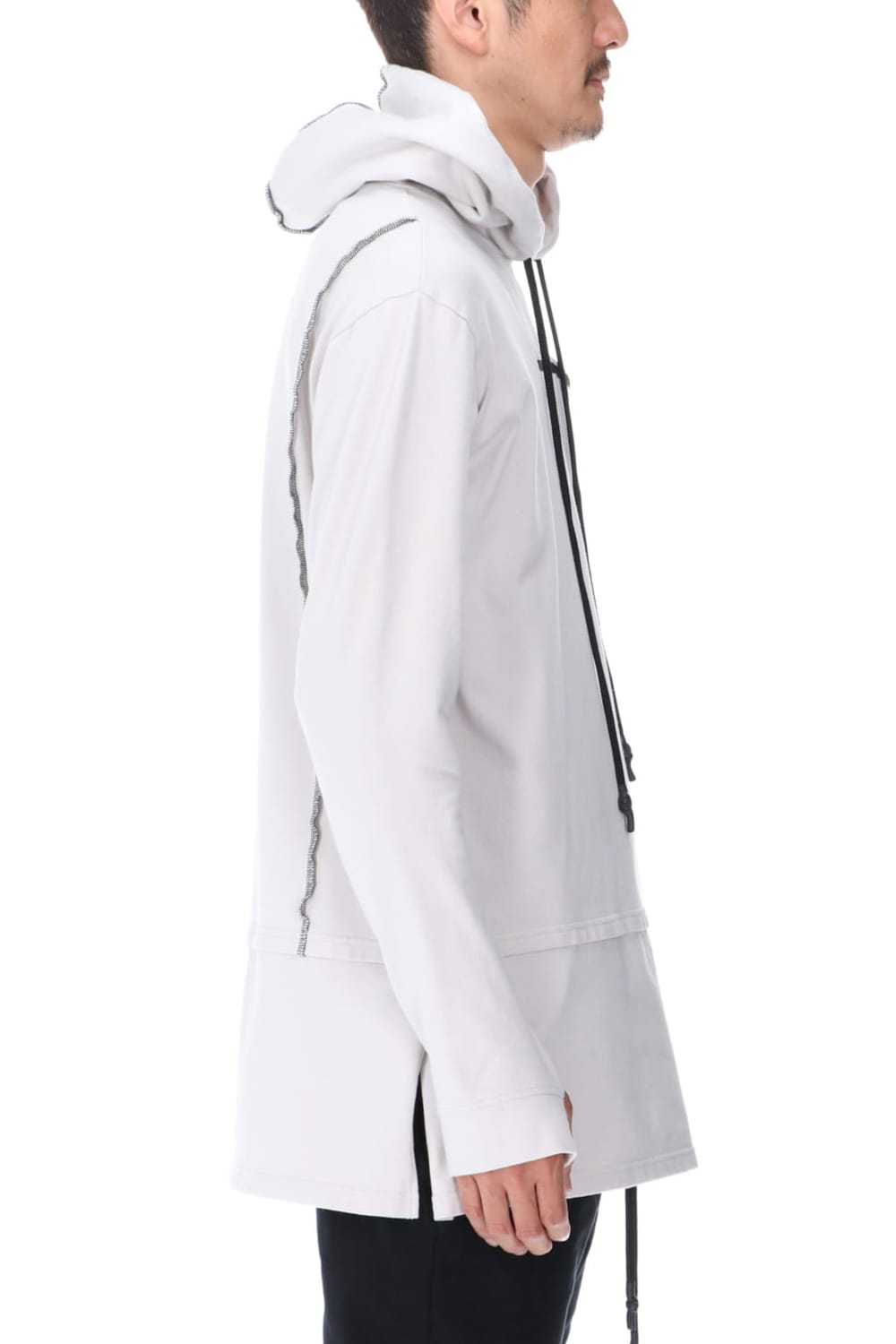 Layered Hoodie Gray Beige