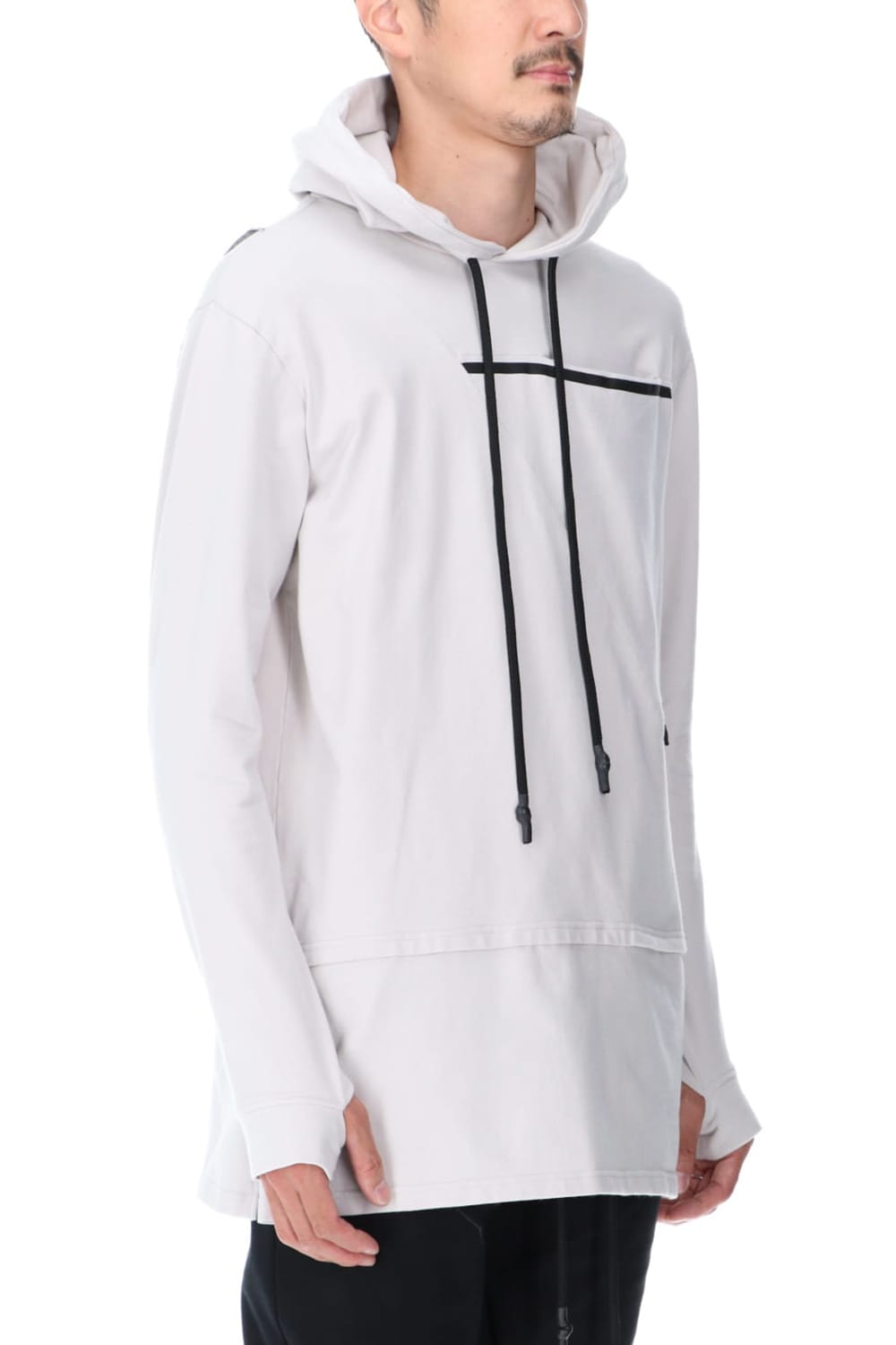 Layered Hoodie Gray Beige