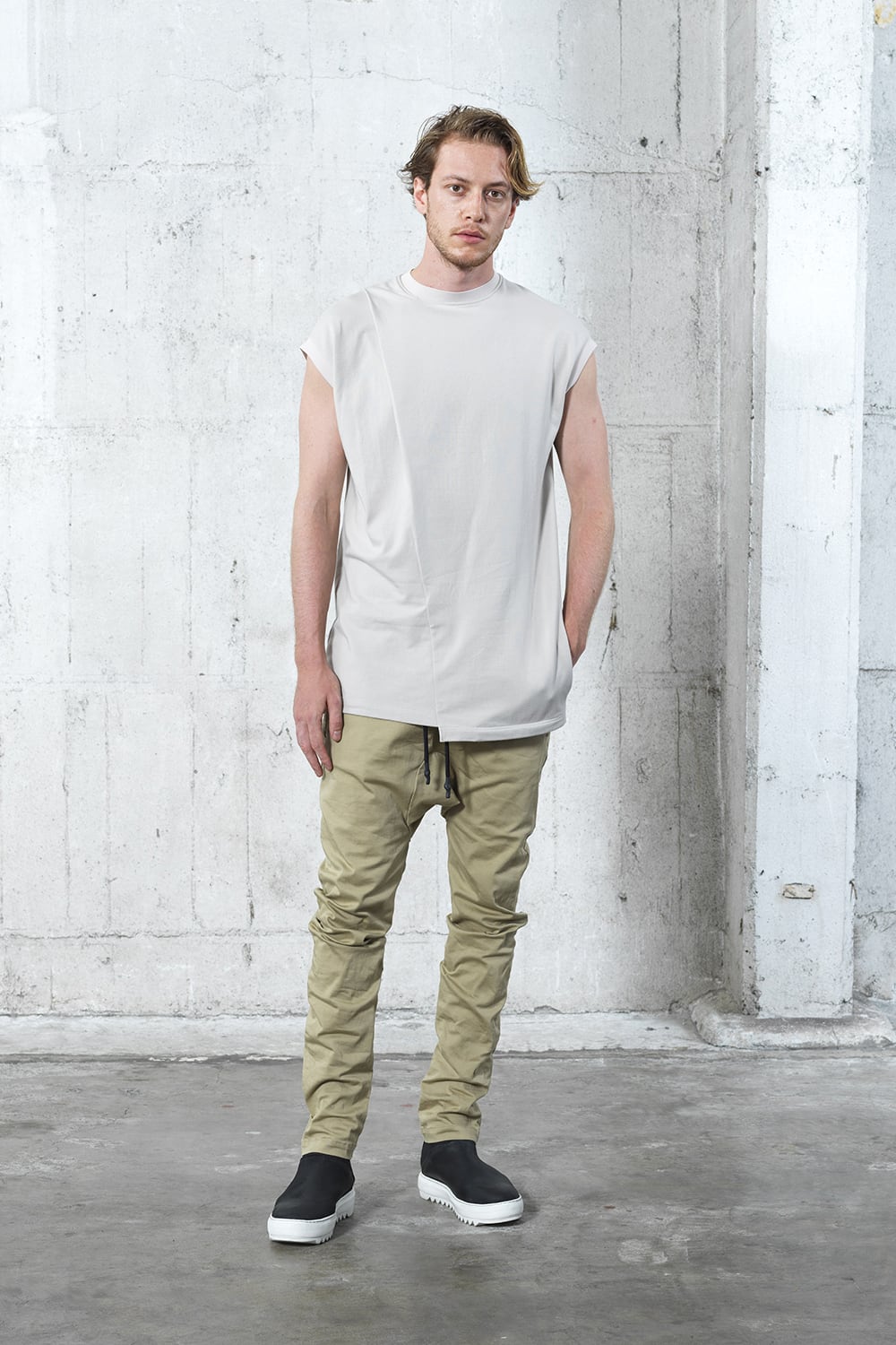 Cross jersey Vest Gray Beige