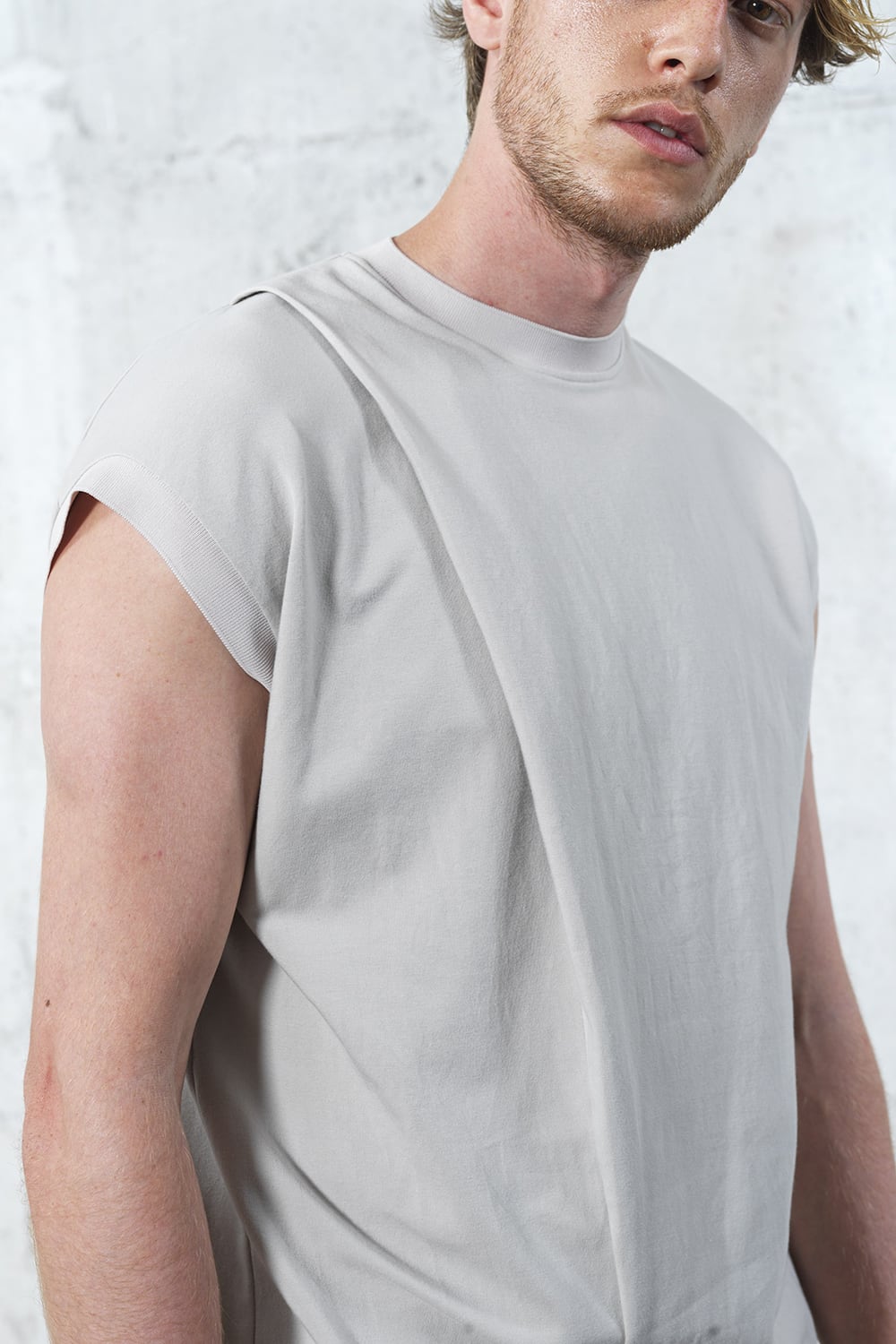 Cross jersey Vest Gray Beige