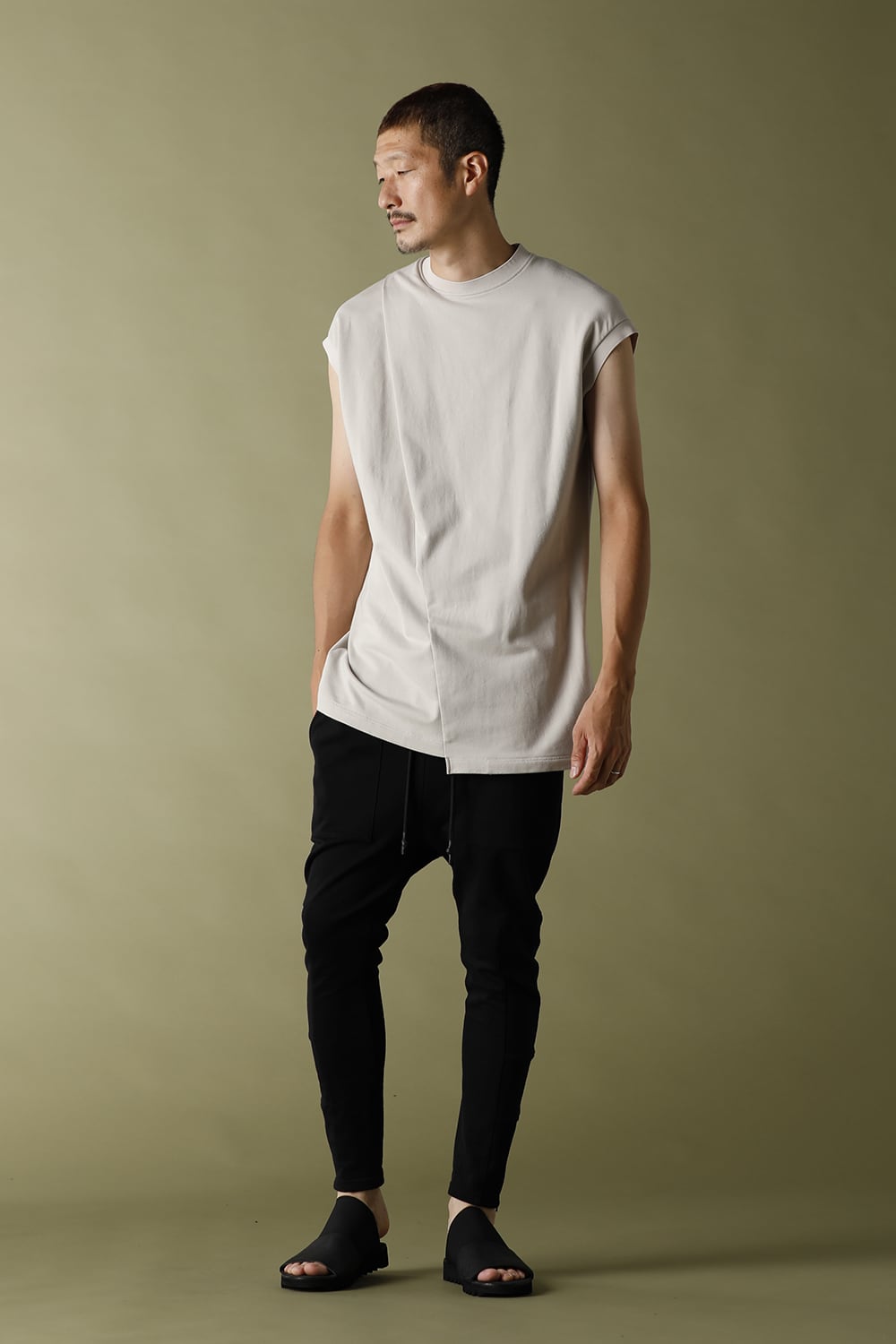 Cross jersey Vest Gray Beige