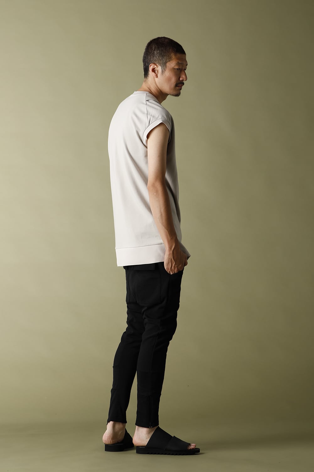 Cross jersey Vest Gray Beige