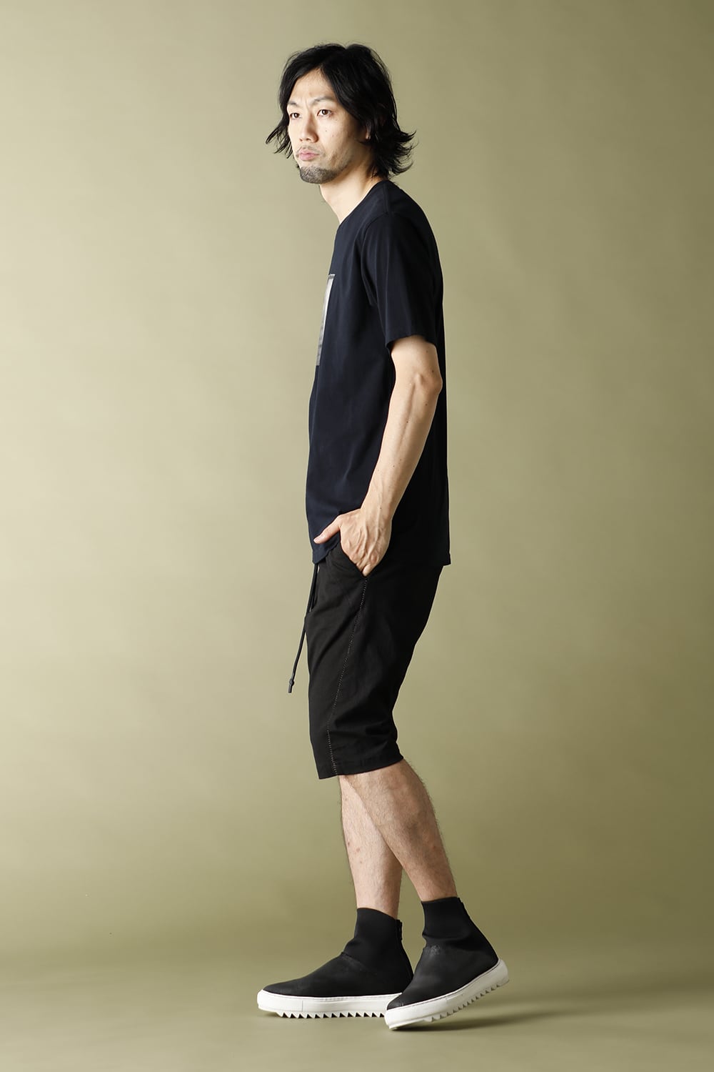 Linen jersey moto Shorts