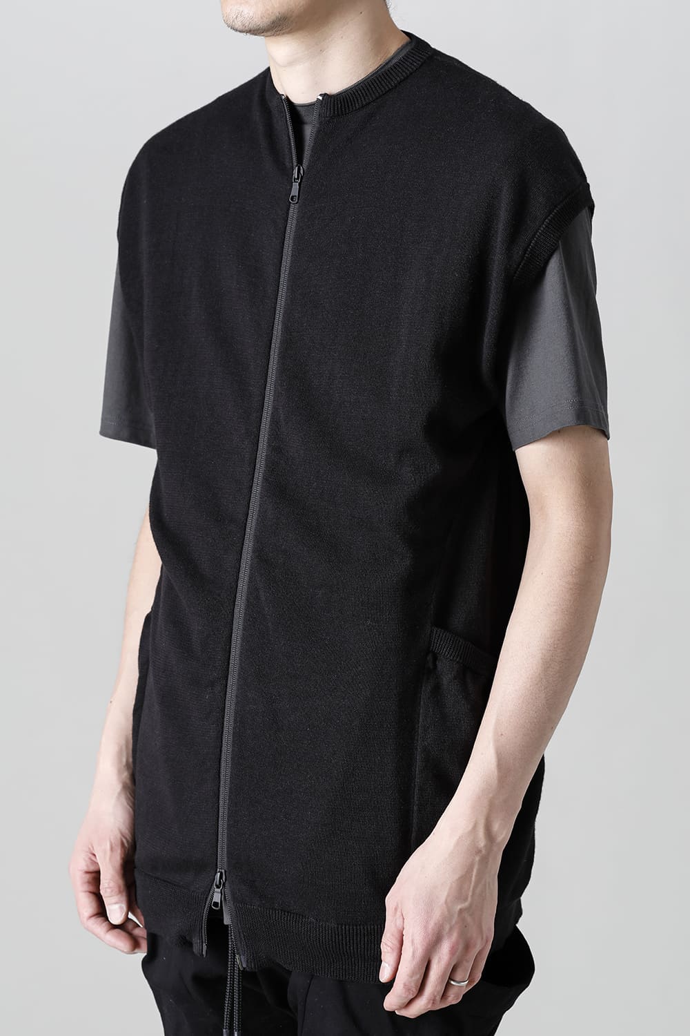 Knit Jersey Vest Black