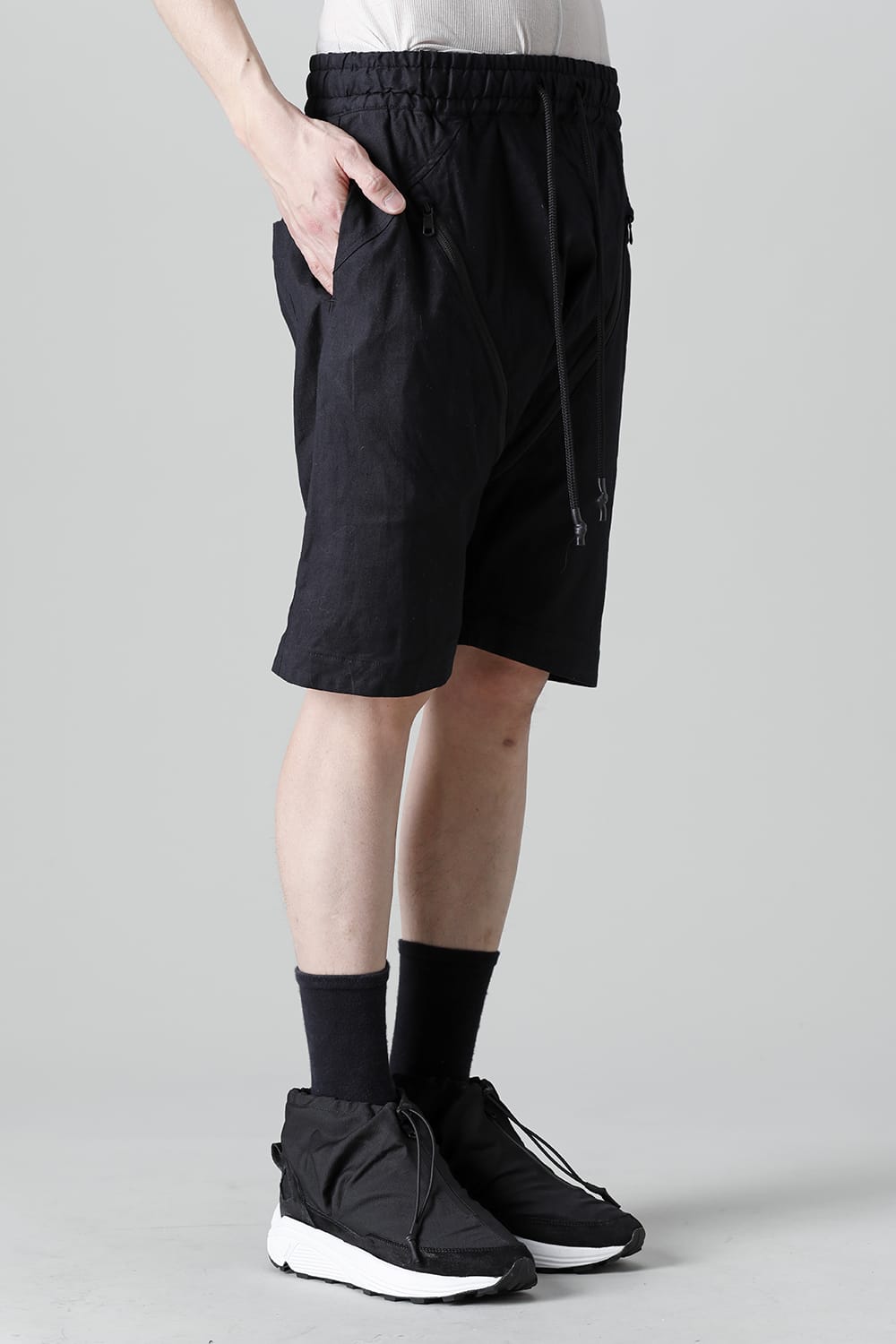 Linen Jersey Moto Shorts D.Navy