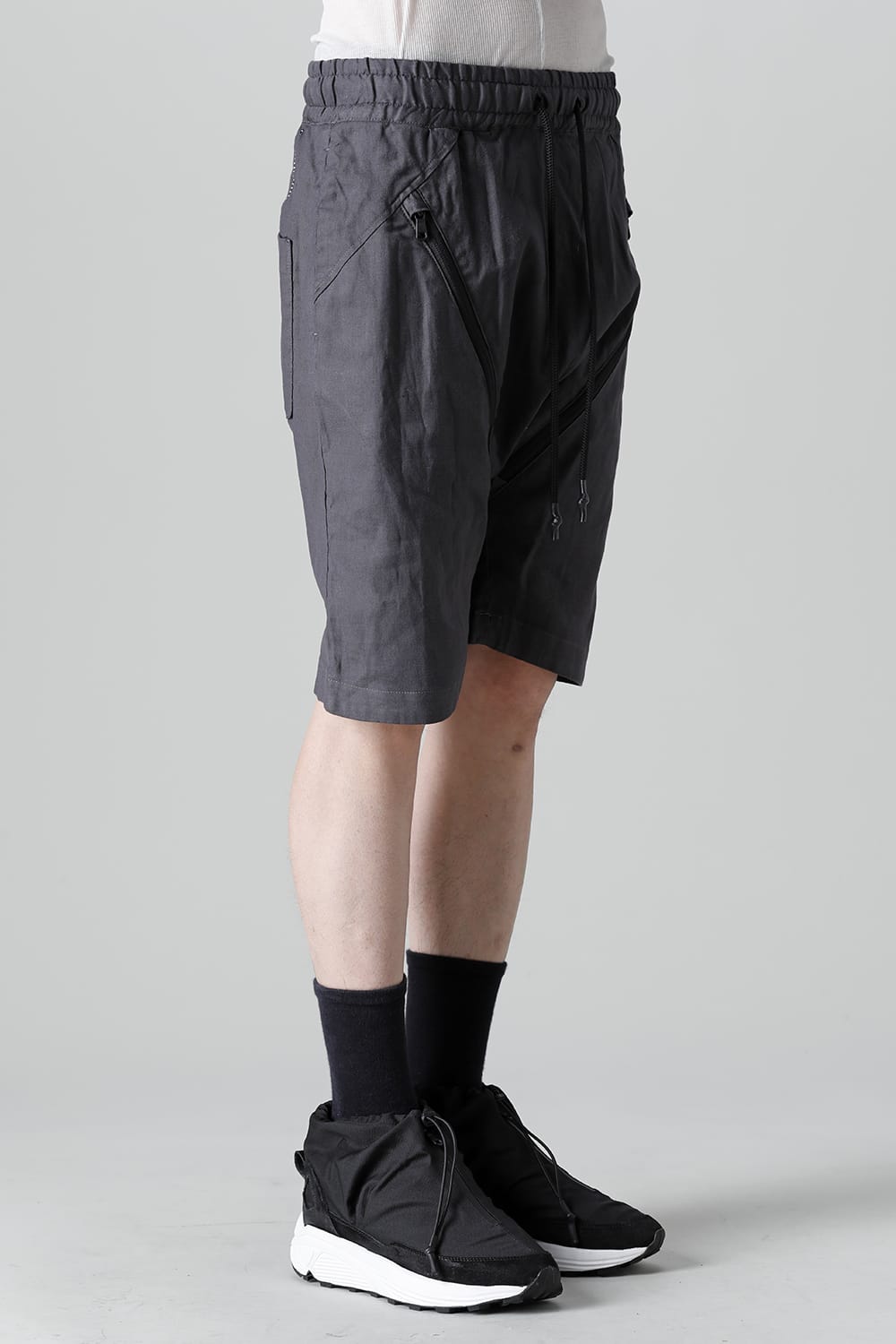 Linen Jersey Moto Shorts Graphite Gray