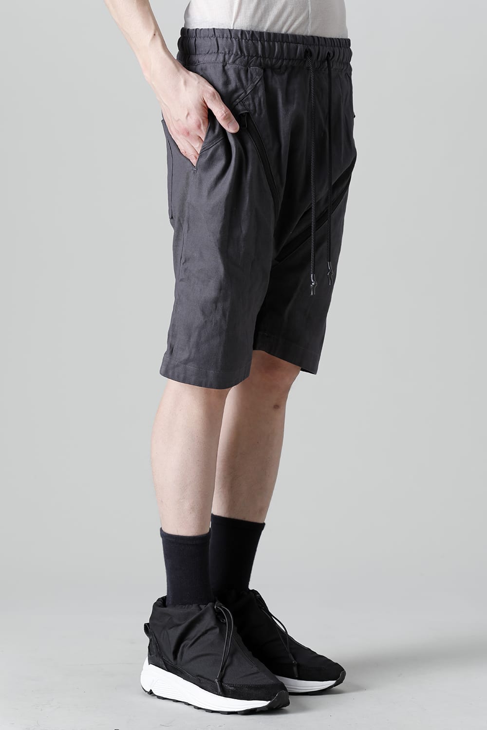 Linen Jersey Moto Shorts Graphite Gray