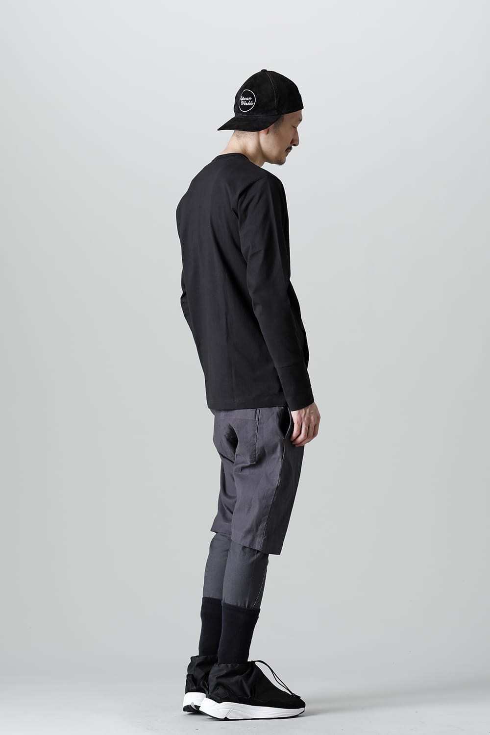 Linen Jersey Moto Shorts Graphite Gray