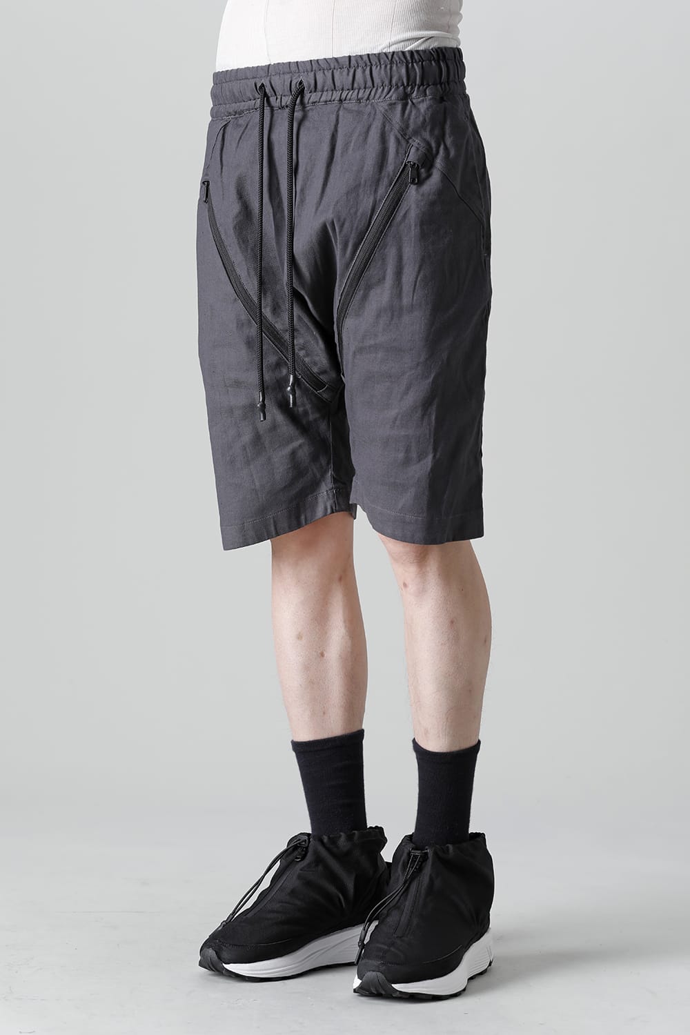 Linen Jersey Moto Shorts Graphite Gray