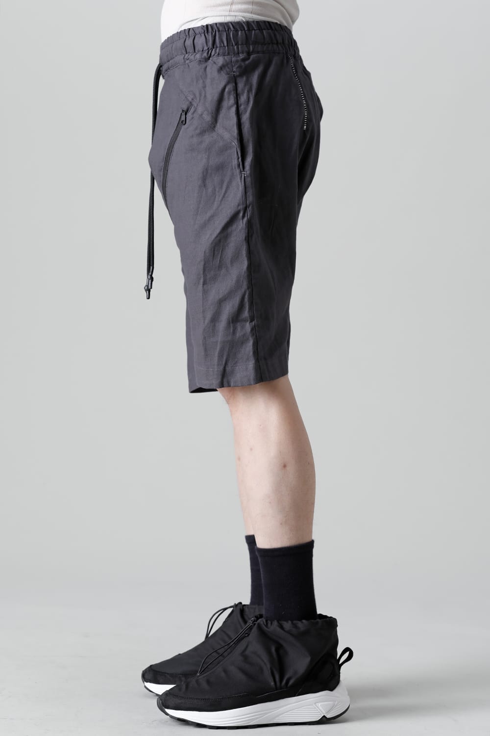 Linen Jersey Moto Shorts Graphite Gray