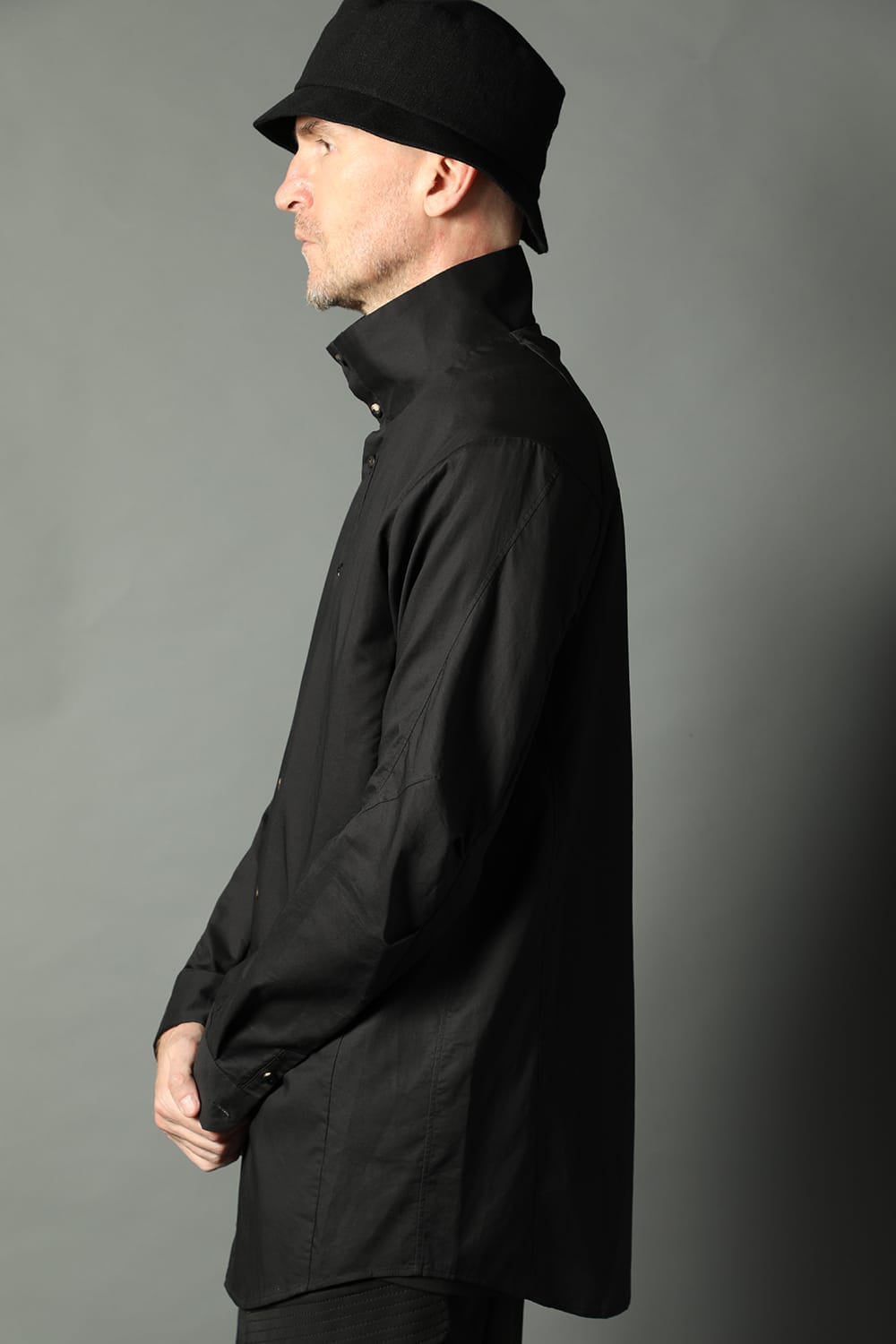 Hight neck shirt 200/2 cotton double weave  Black