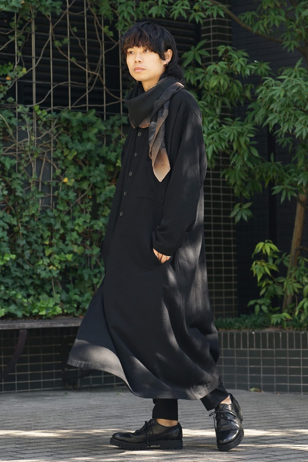 Paper Burning & Dahlia Grilled Silk Chiffon Scarf - DV-L14-414