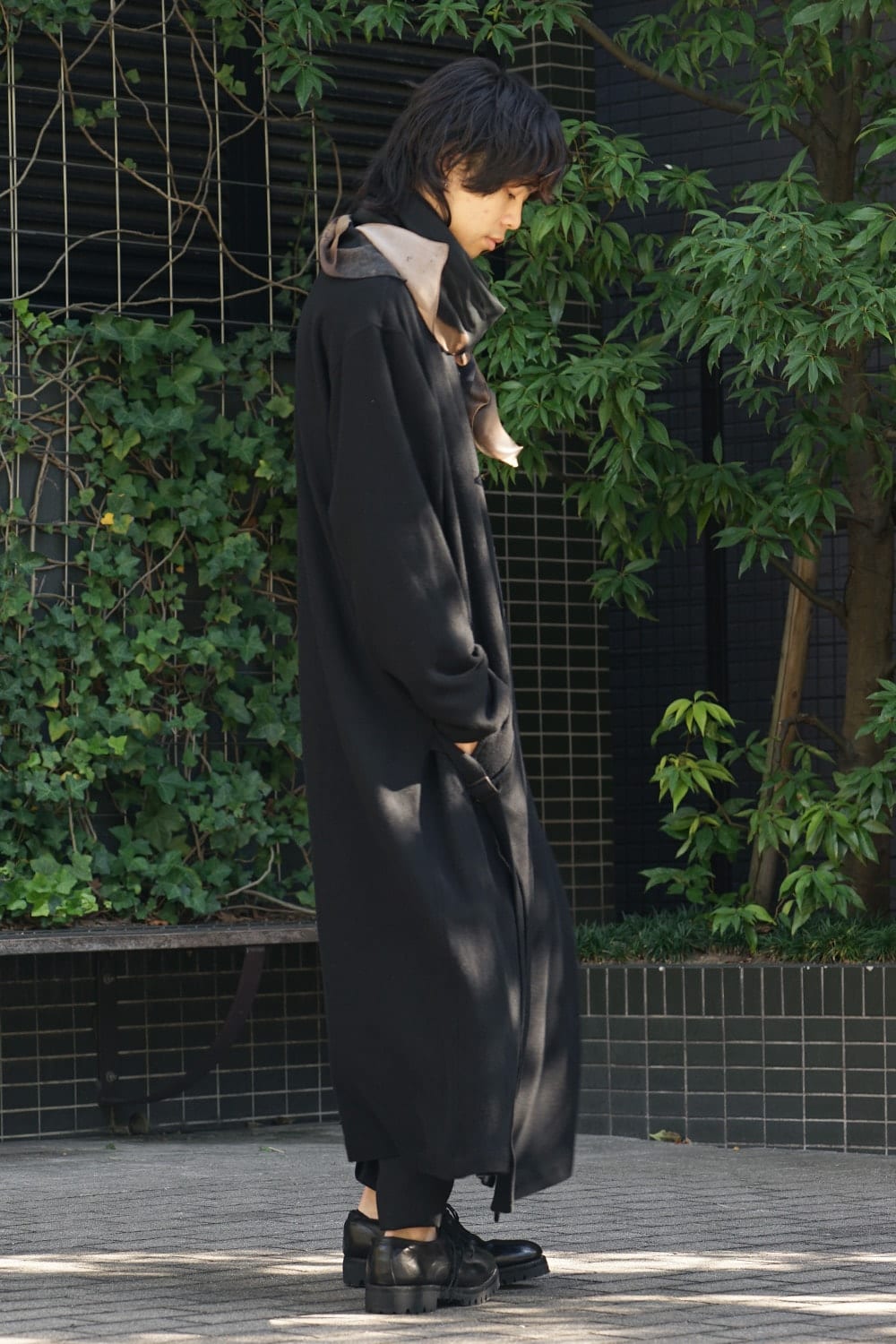 Paper Burning & Dahlia Grilled Silk Chiffon Scarf - DV-L14-414