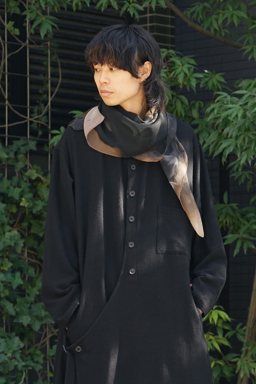 Paper Burning & Dahlia Grilled Silk Chiffon Scarf - DV-L14-414