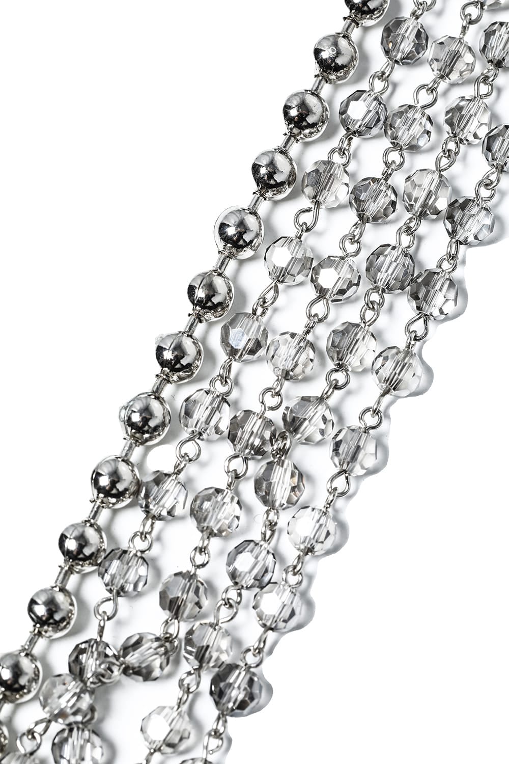 Quadruple glass beads with ball chain necklace