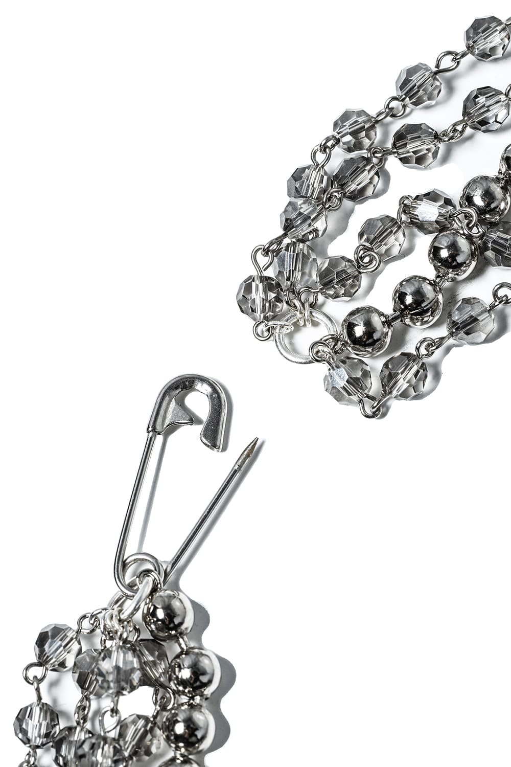 Quadruple glass beads with ball chain necklace