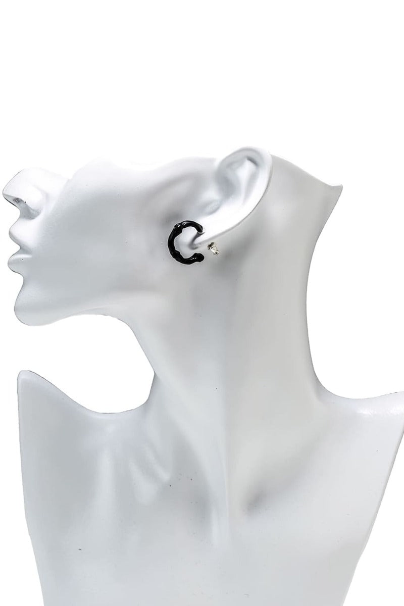 bone shaped earrings.-M-(15mm) Black