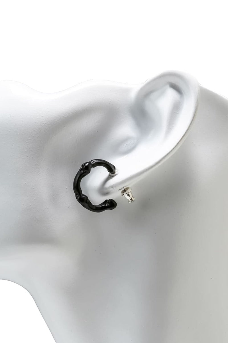 bone shaped earrings.-M-(15mm) Black