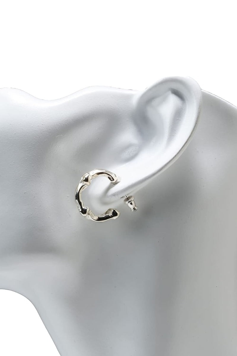 bone shaped earrings.-M-(15mm) Silver