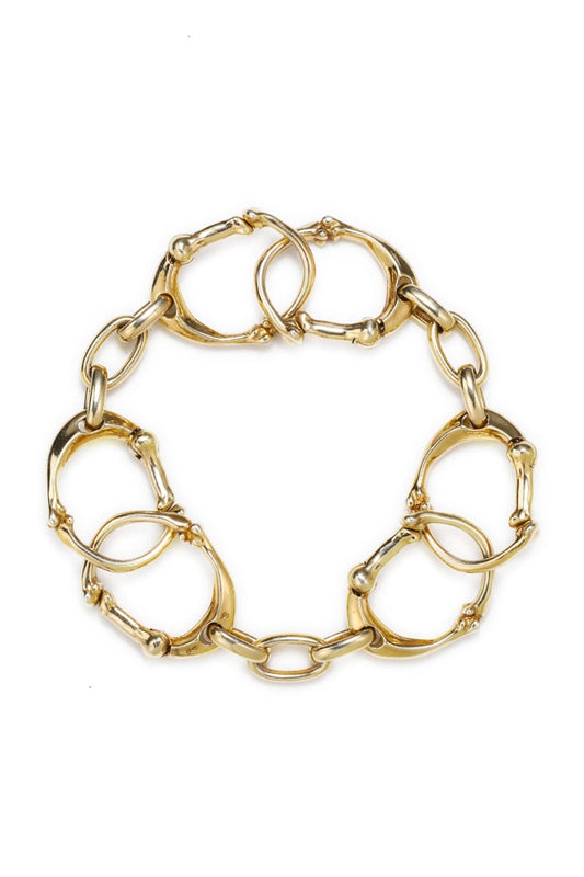 bone shaped carabiner bracelet.-S- Gold