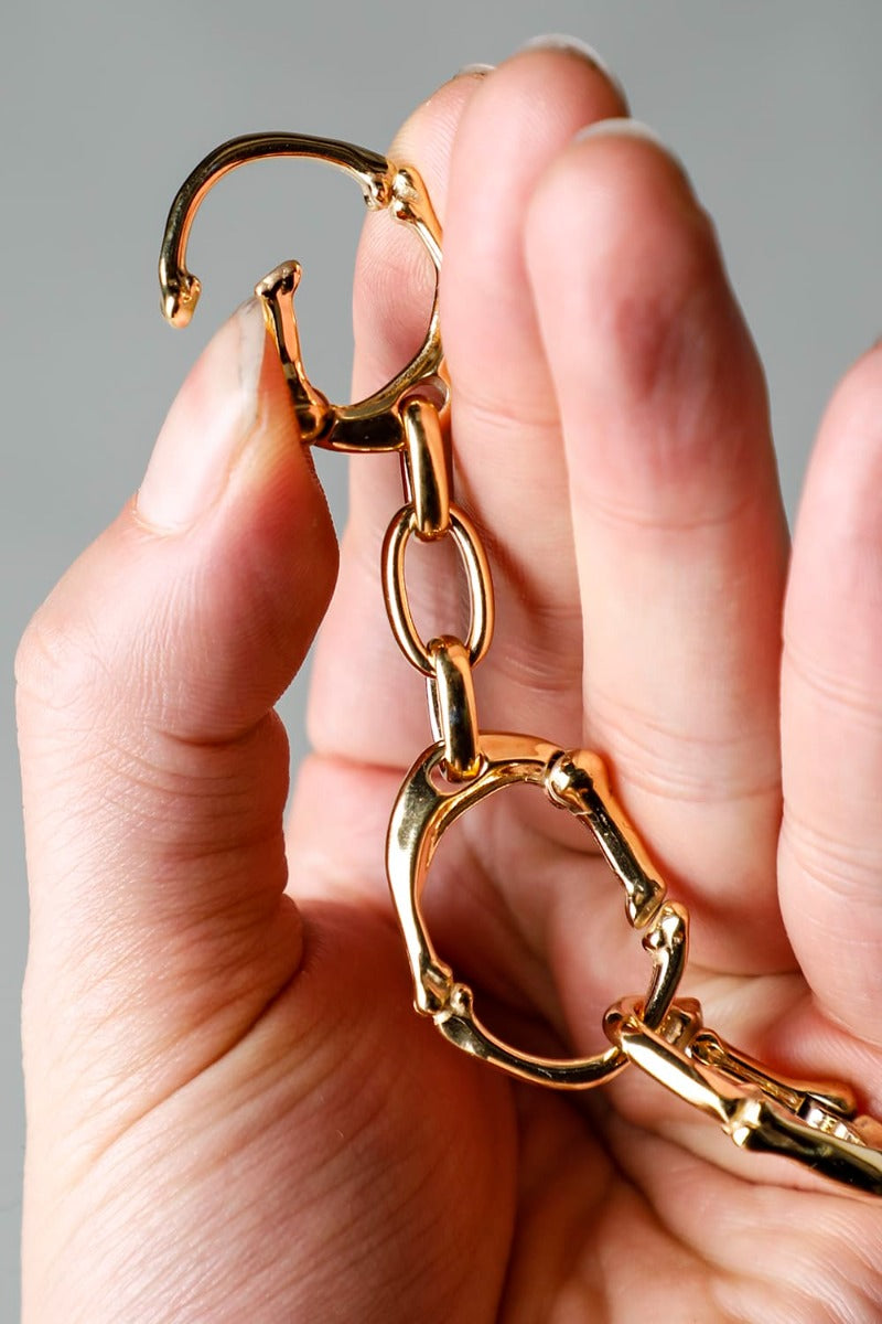 bone shaped carabiner bracelet.-S- Gold